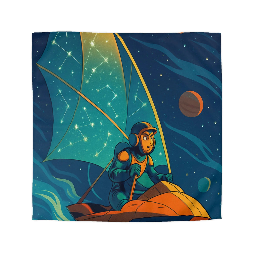 Housse de couette enfant avec cosmonaute naviguant sous la voile céleste étoilée