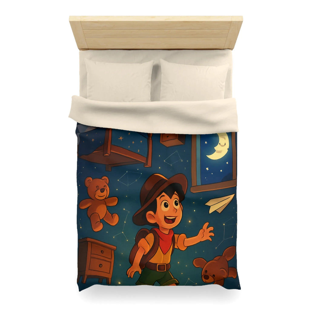 Housse de couette enfant rêveur avec motifs étoilés et décor céleste féérique