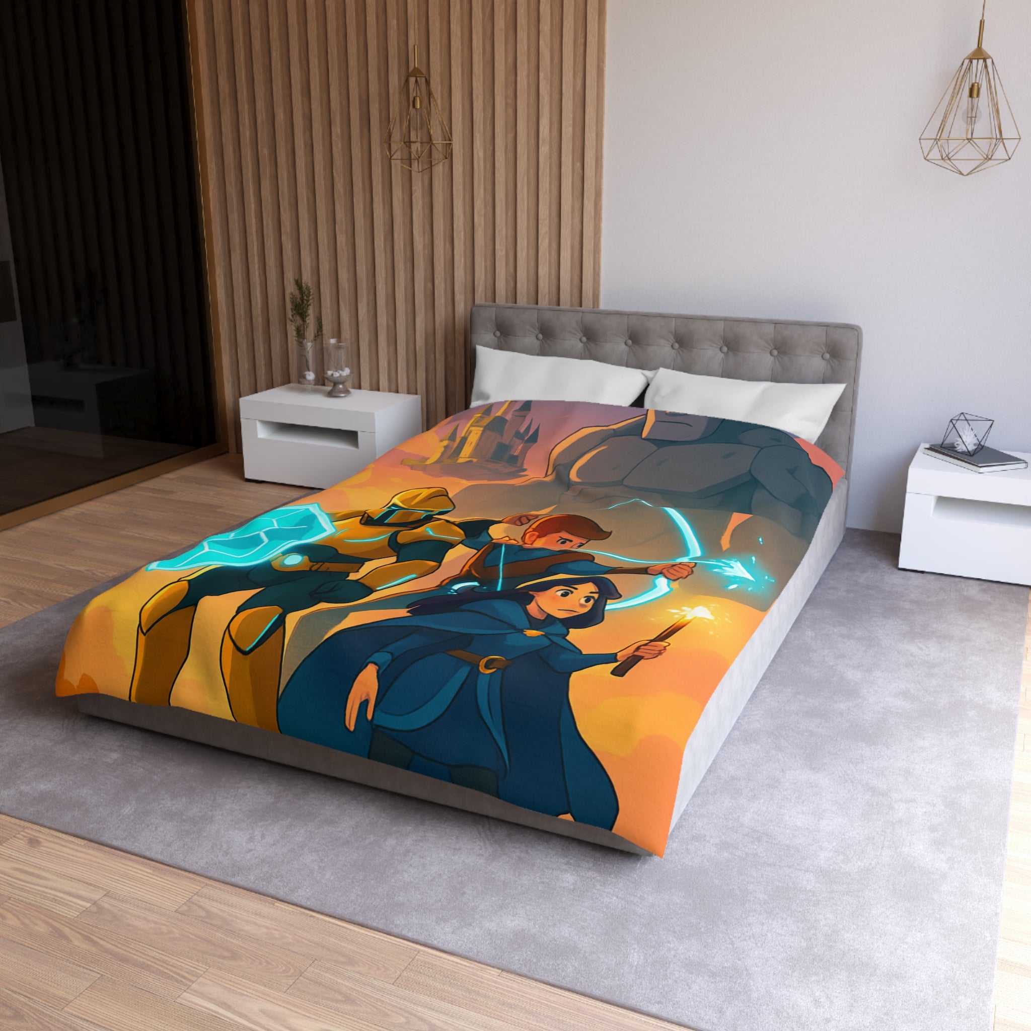 Housse de Couette Microfibre Illustration Unique Design Moderne Décoration Intérieure Raffinée