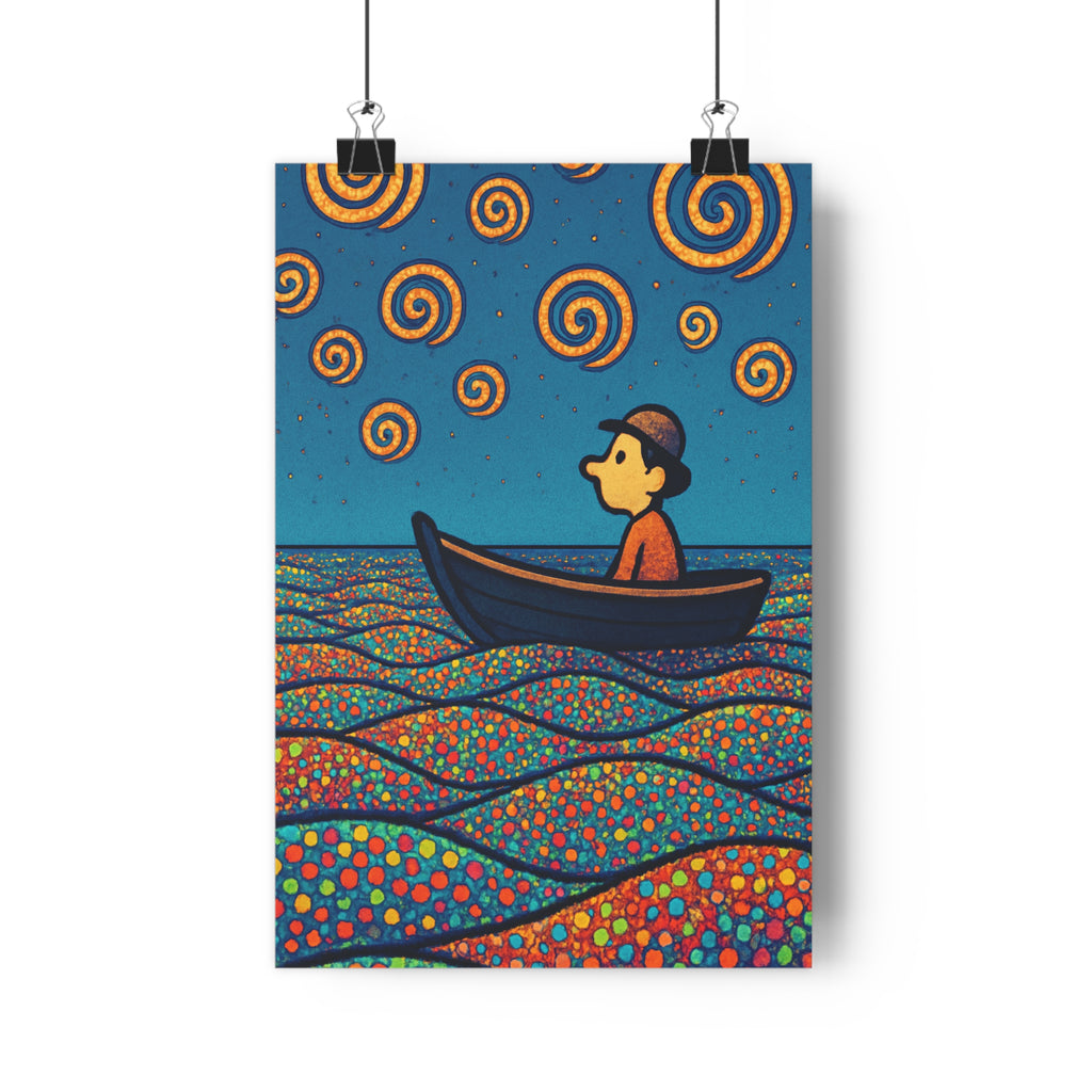 Poster décoratif surréaliste multicolore mystérieux artistique salon chambre vibrant unique spirales créatif éclatant qualité