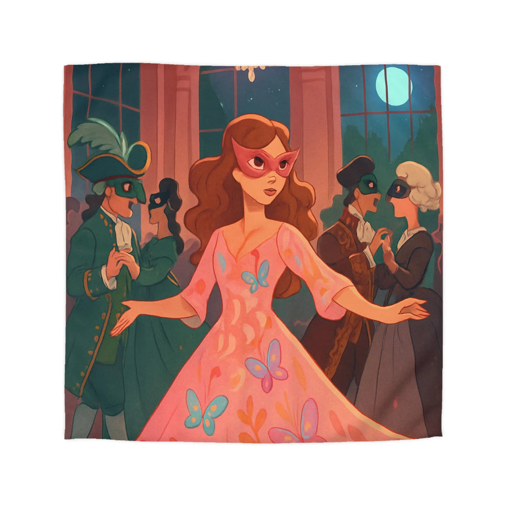 Housse de Couette Élégante avec Femmes Masquées et Papillons dans Bal Éthéré