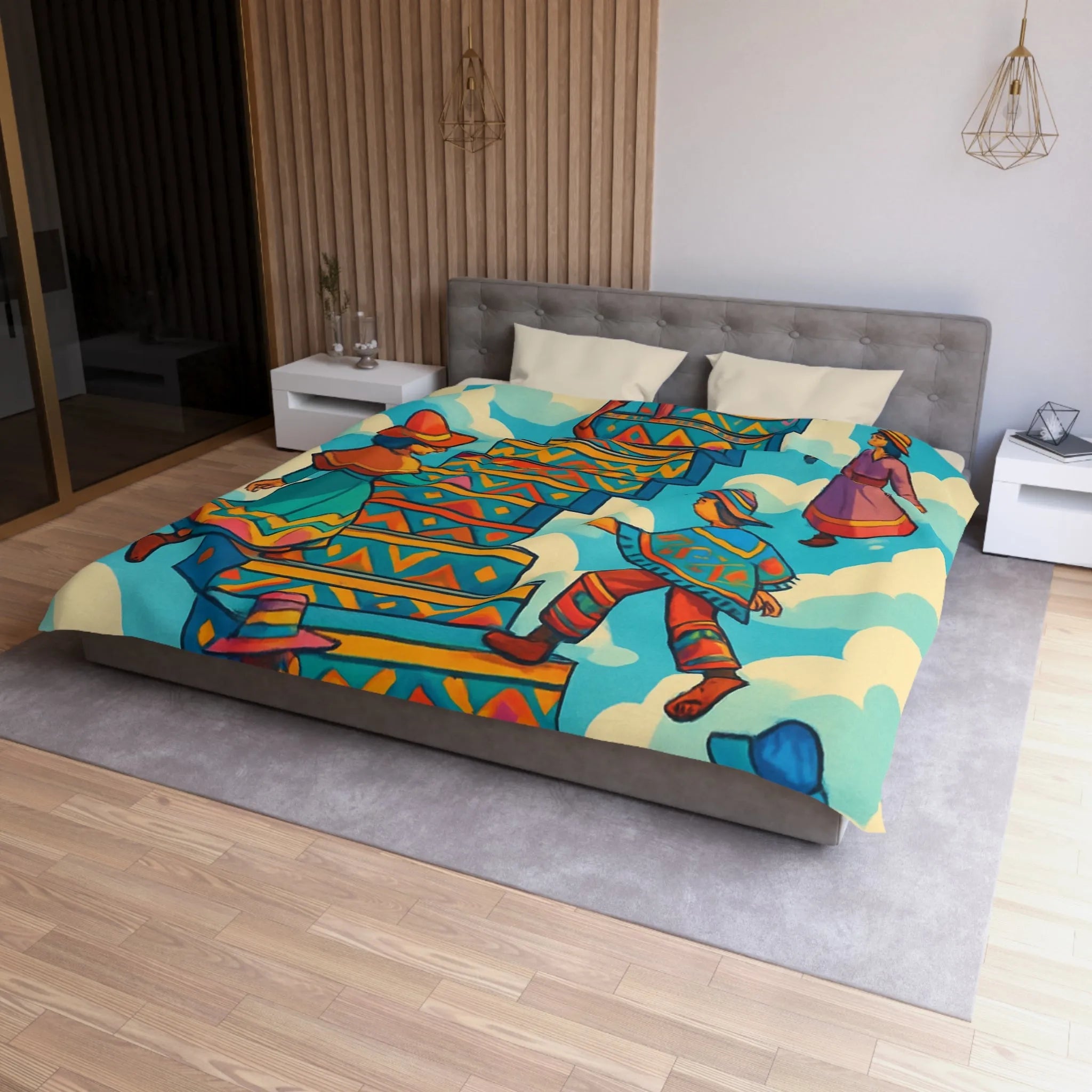 Housse de Couette Microfibre Art Graphique Contemporain Style Décoratif Chambre Tendance