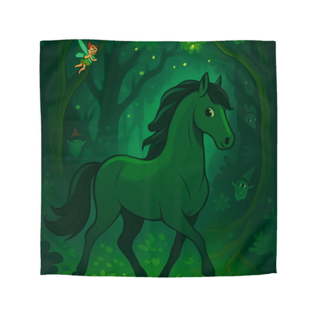 Housse de couette forêt magique avec licorne et fées dans un paysage enchanteur