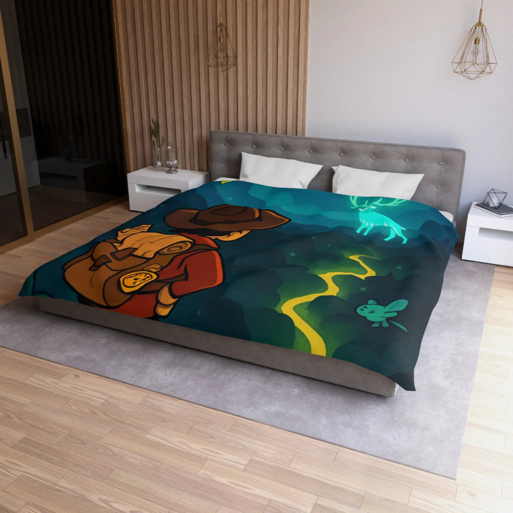 Enchantez Votre Espace avec une Housse de Couette de Randonneur en Forêt Mystique