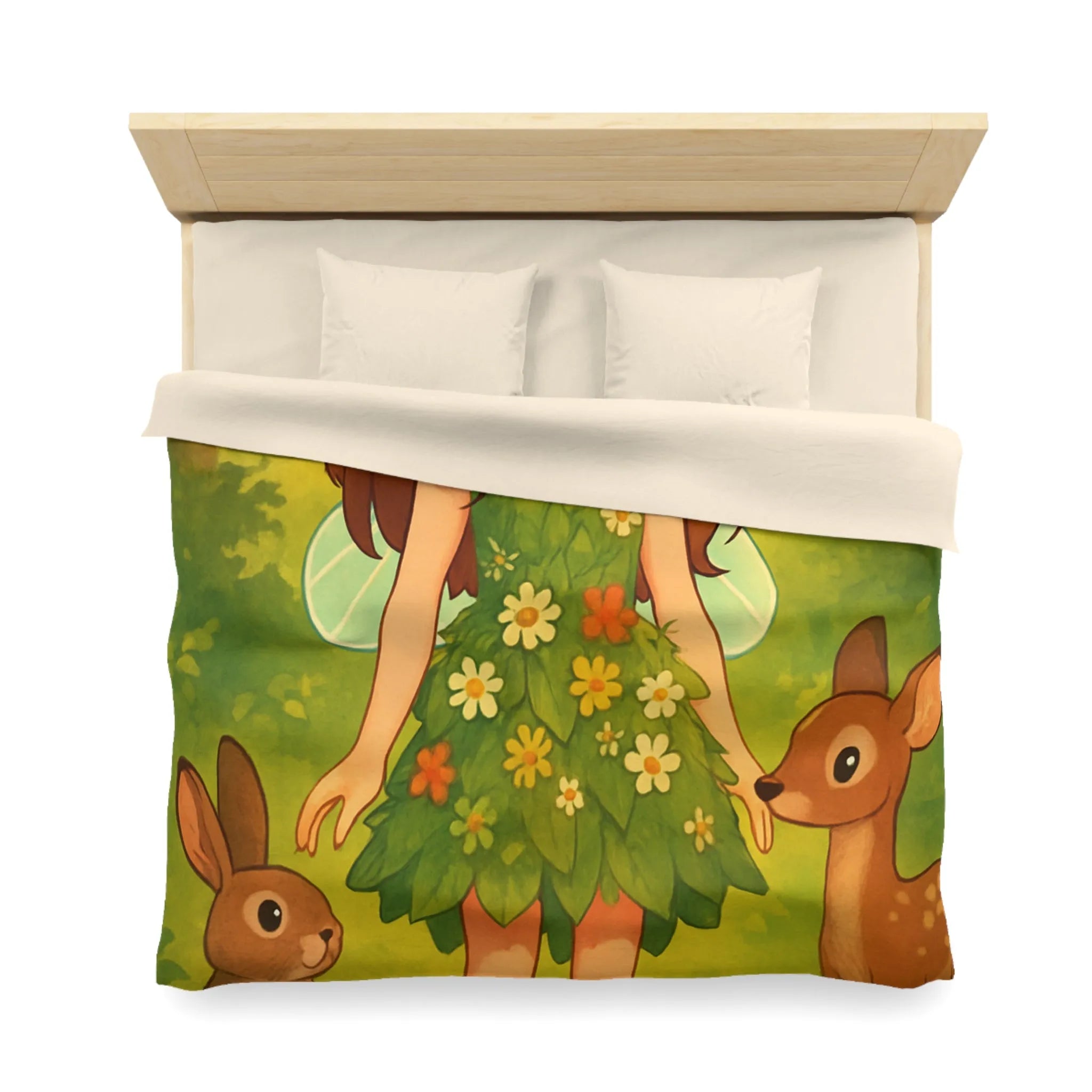 Housse de couette féerique avec fée et animaux de la forêt pour enfants