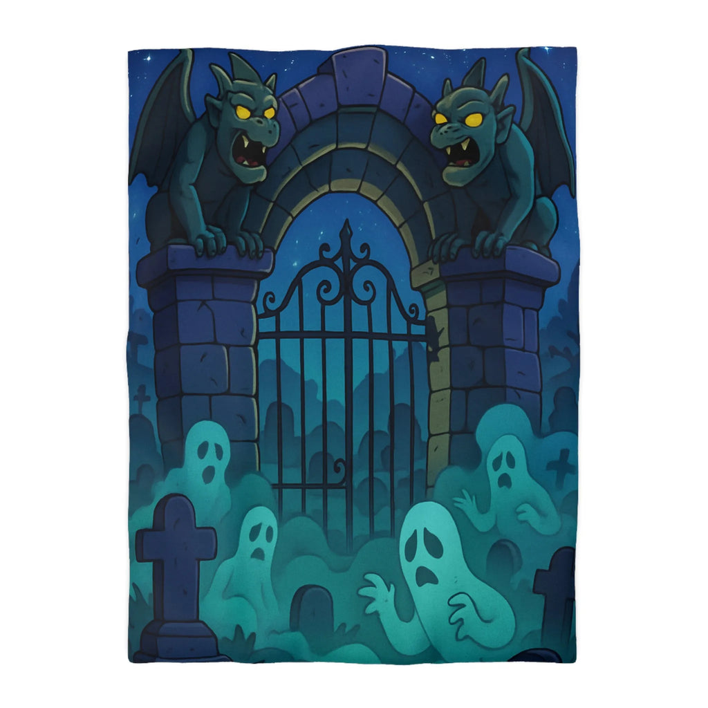 Housse de Couette avec Design Surnaturel : Fantômes et Gargouilles Mystiques au Clair de Lune