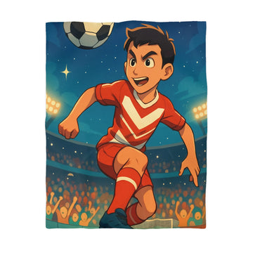 Housse de Couette Enfant Thématique Football avec Joueur et Ballon sous Étoiles Éclatantes