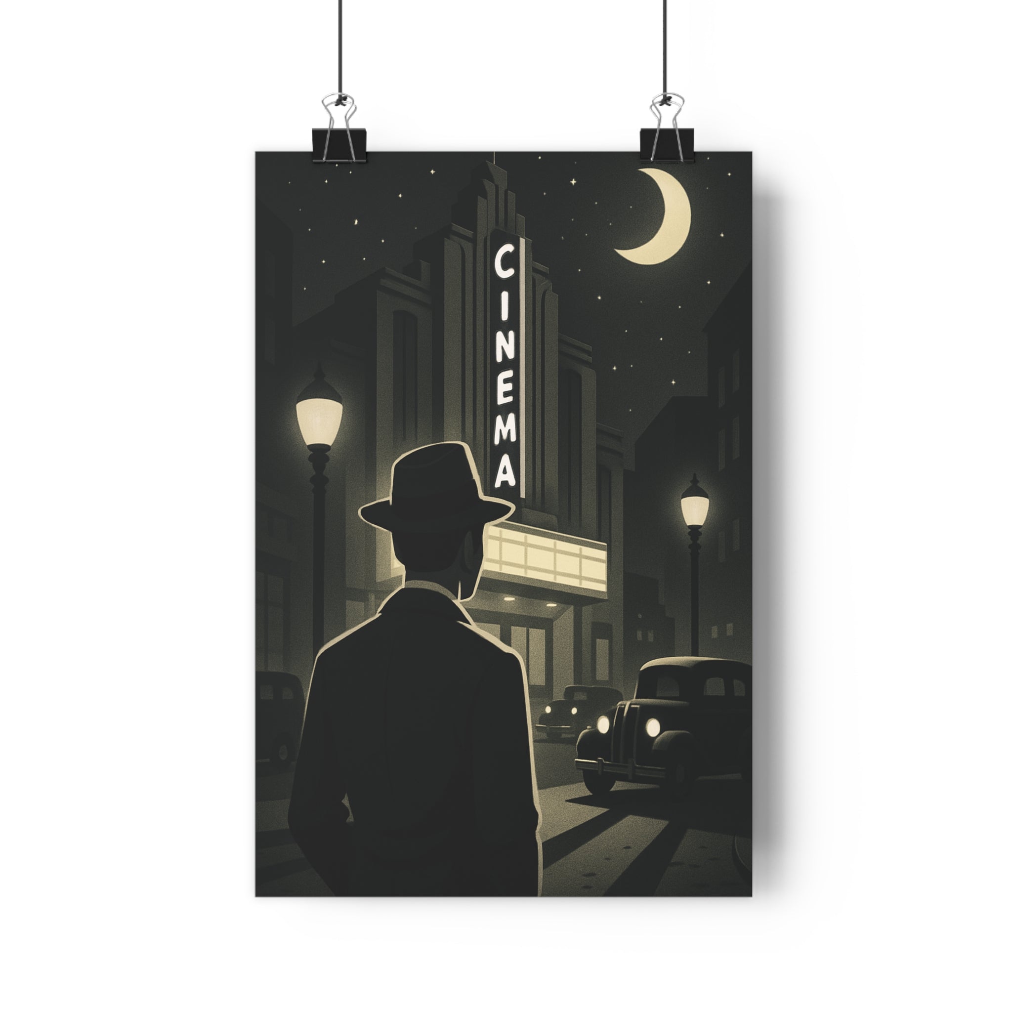 Poster décoratif vintage noir blanc nostalgique mystérieux salon bureau cinéma ambiance années 30 30x46