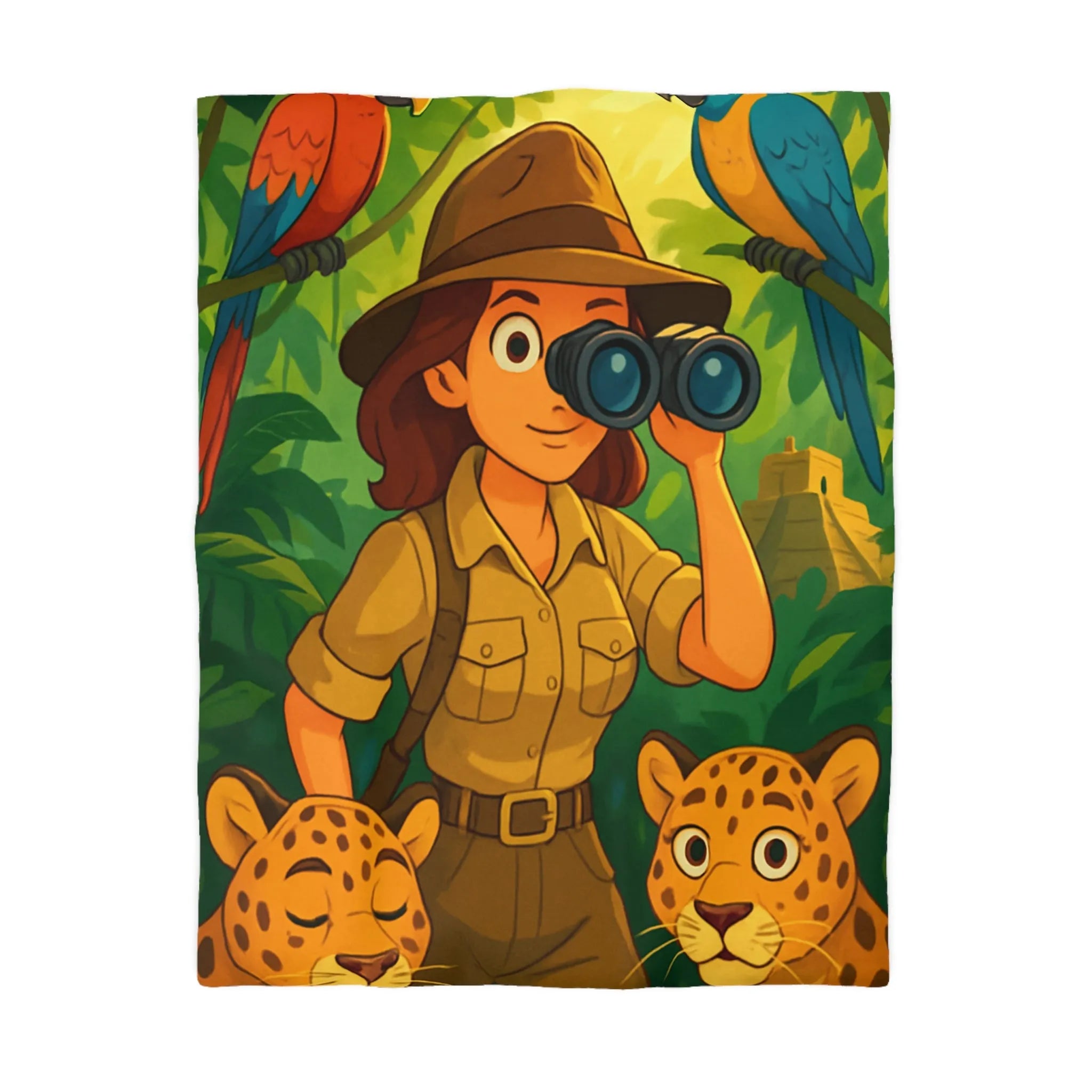 Exploration tropicale avec perroquets et jaguars dans la jungle luxuriante et mystérieuse