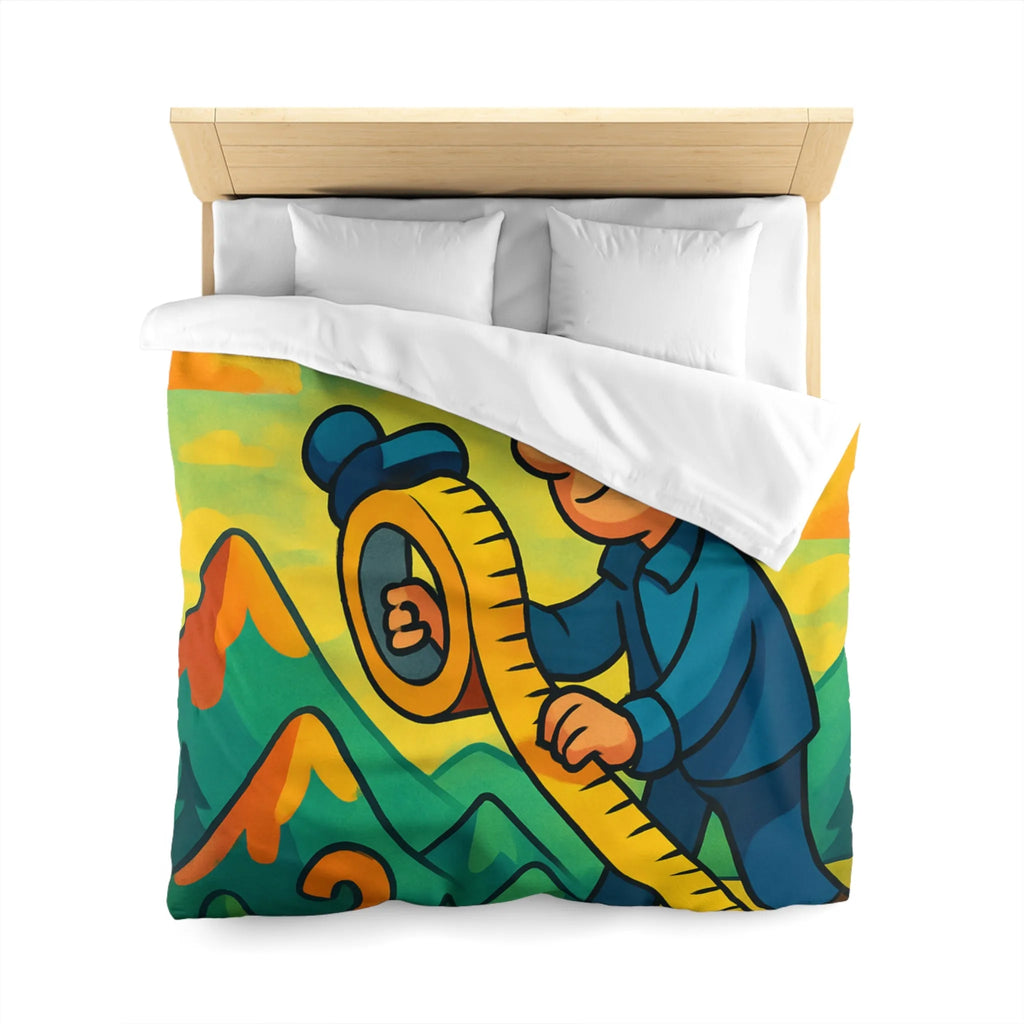 Housse de couette colorée pour enfants avec paysage ludique et motifs géométriques