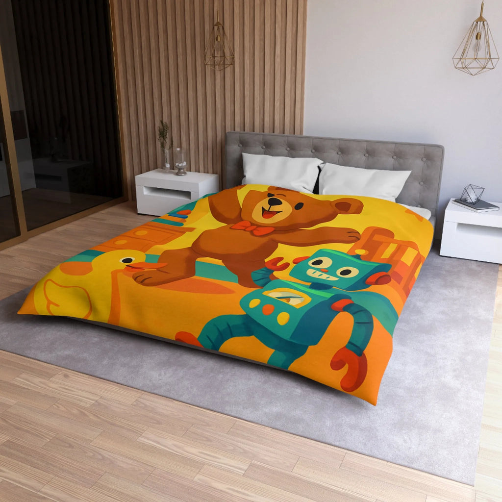 Enchantez Votre Chambre avec Housse de Couette Enfantine Ours Amusant Etoiles Jaunes