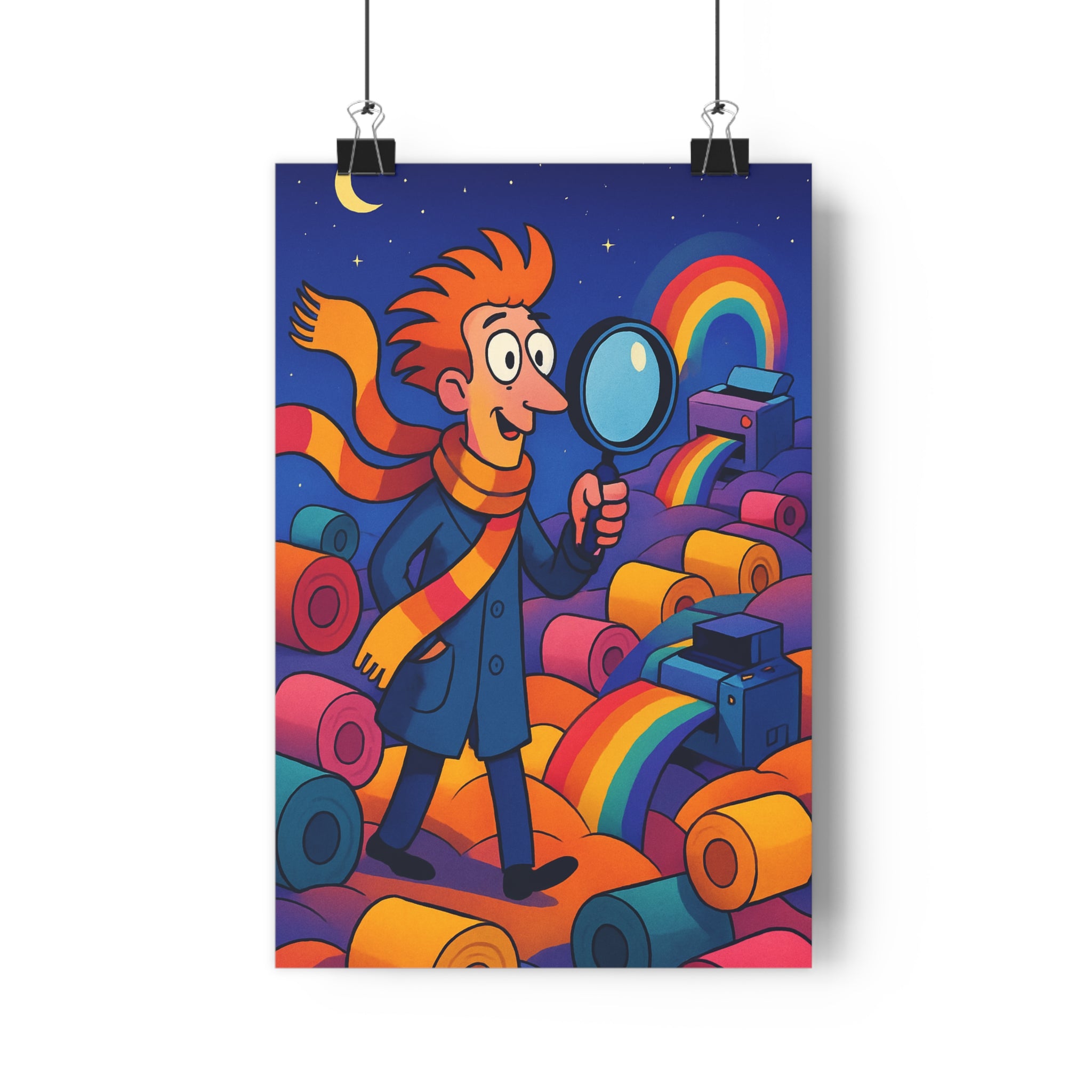 Poster décoratif anime surréaliste bleu coloré joyeux chambre enfant aventure murale créatif impression art