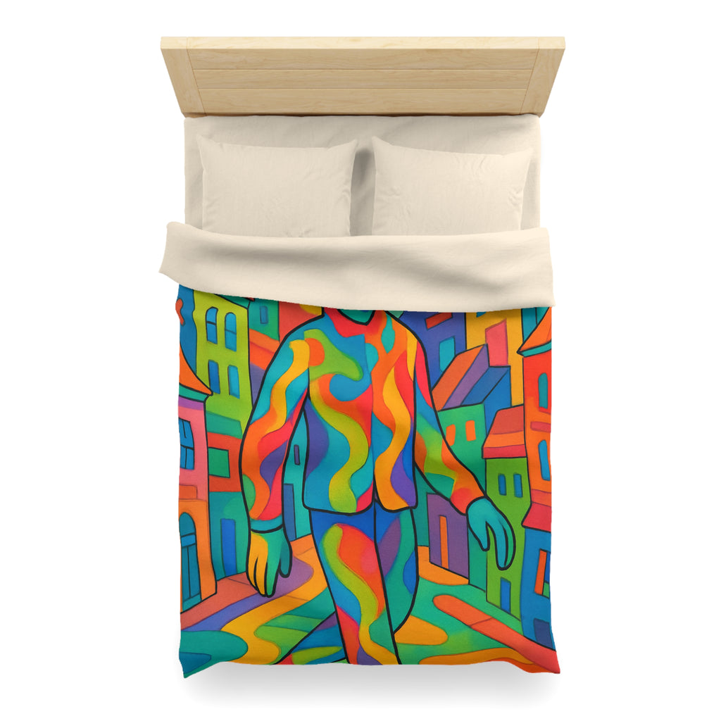 Housse de Couette Microfibre Motif Créatif Original Style Contemporain Chambre Élégante