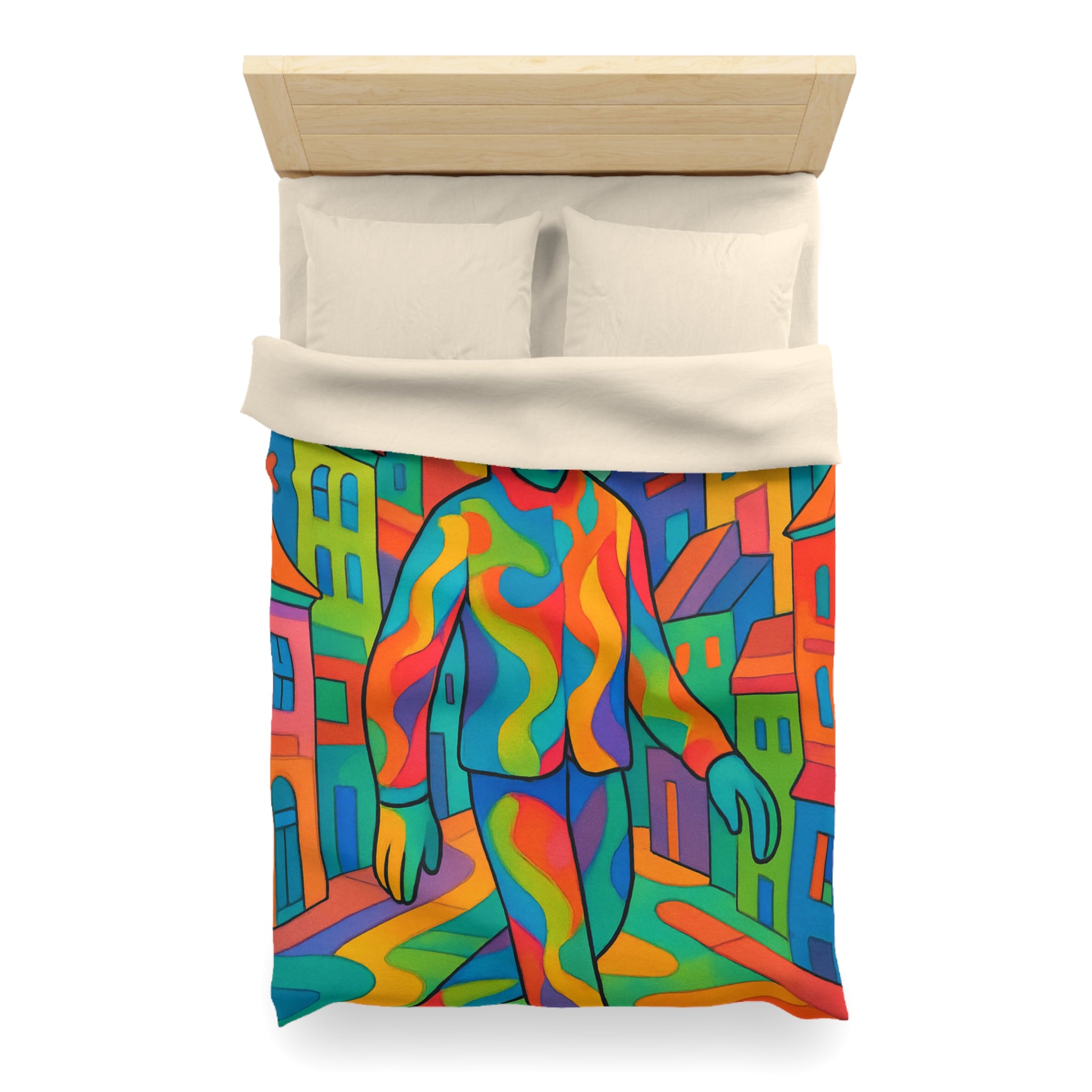 Housse de Couette Microfibre Motif Créatif Original Style Contemporain Chambre Élégante