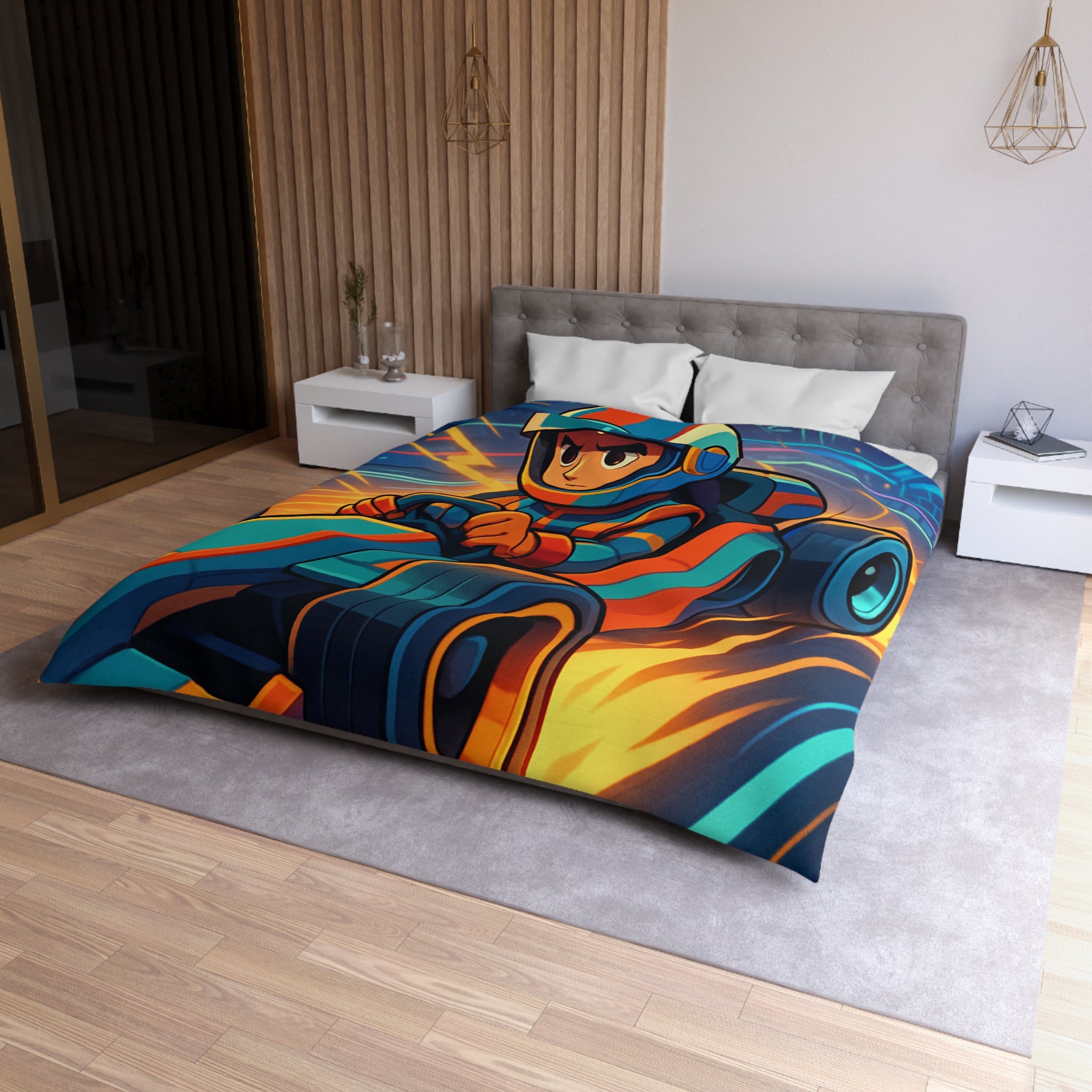 Housse de Couette Microfibre Motif Créatif Original Style Contemporain Chambre Élégante