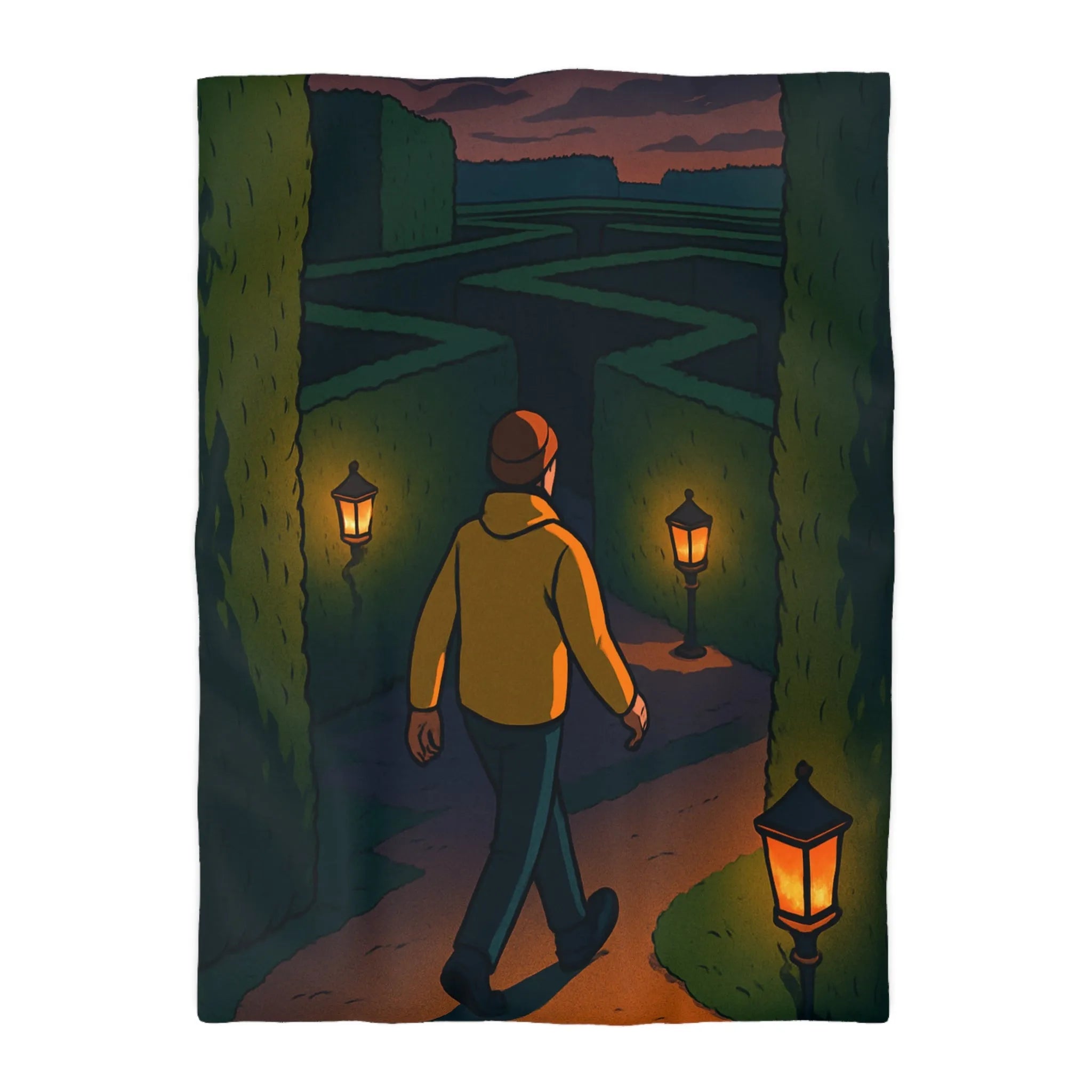 Explorez un jardin de mystère avec éclairage chaleureux pour vos rêves nocturnes