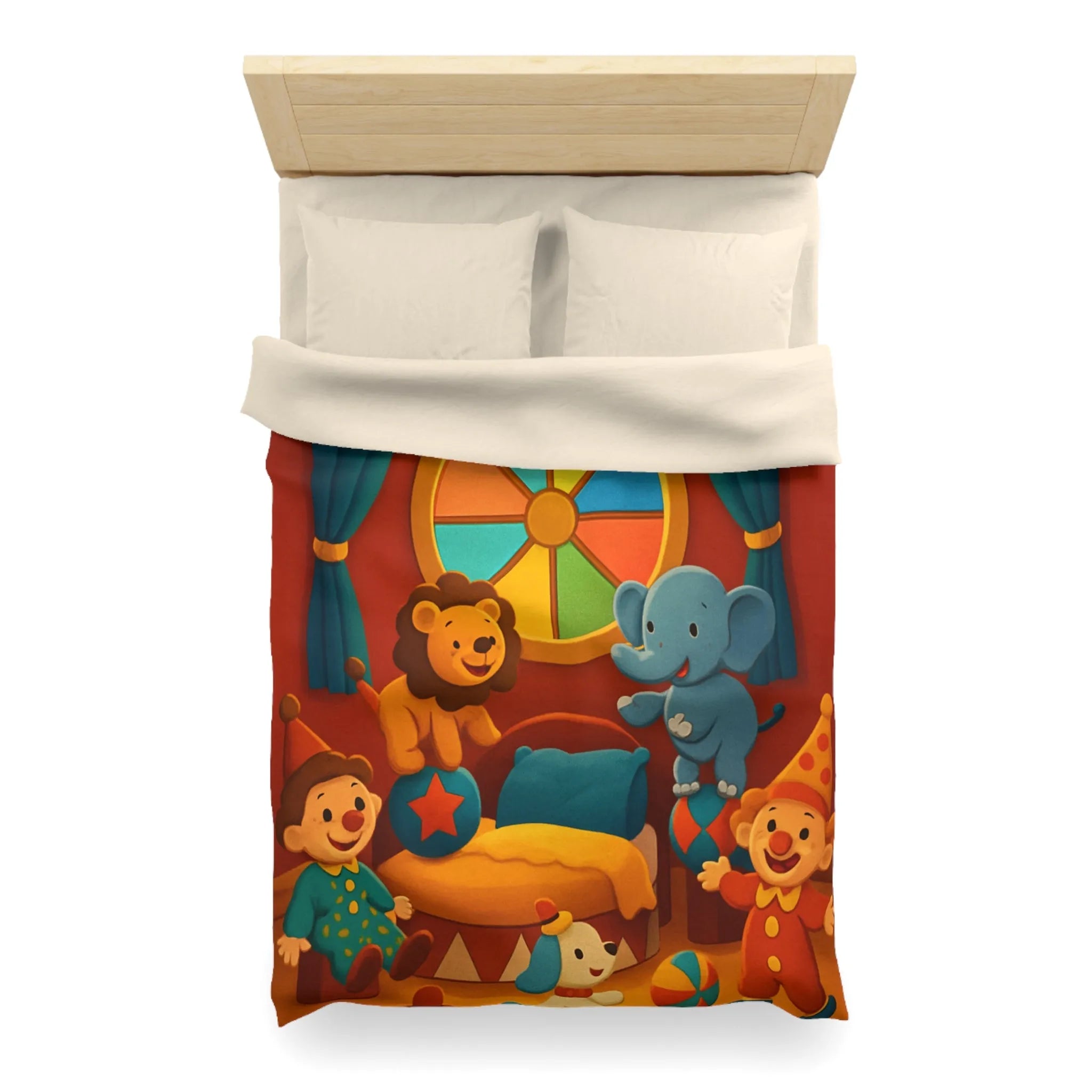 Housse de Couette Cirque Joyeux avec Animaux et Clowns pour Enfants