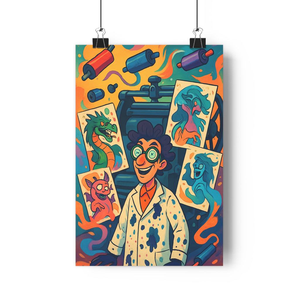 Poster décoratif cartoon joyeux enfant dragon créativité fantastique couleur vive peinture art aventure bureau