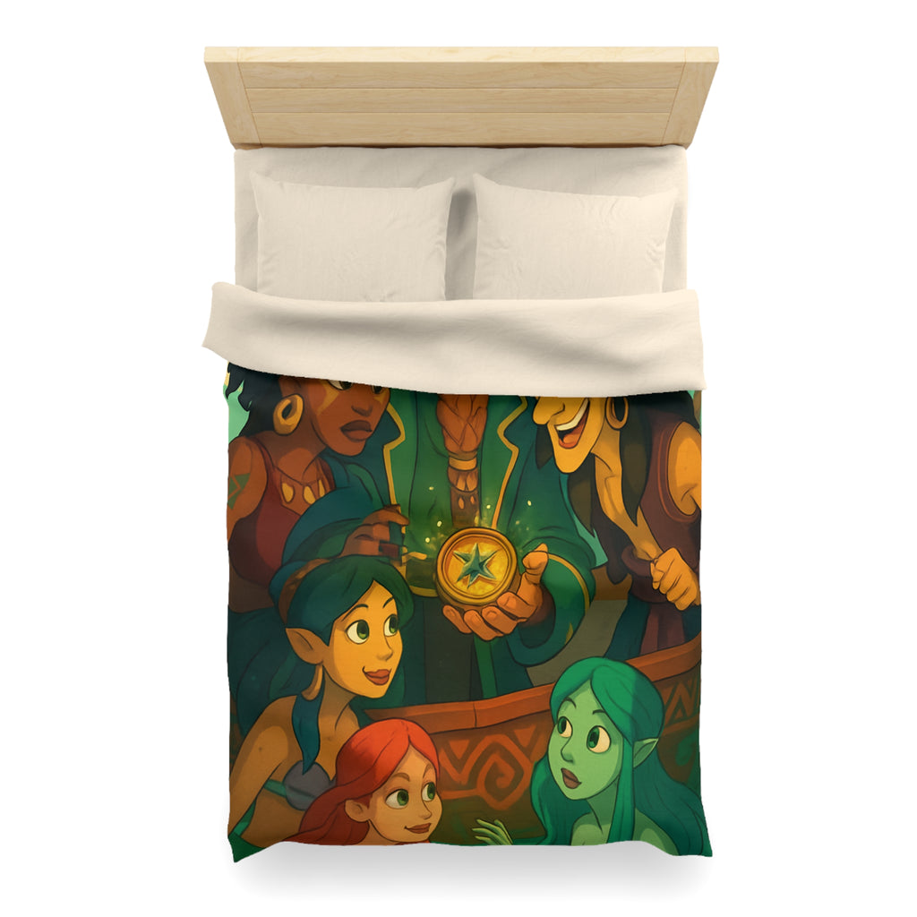 Housse de couette pirate et sirènes avec trésor sur mer émeraude et ciel