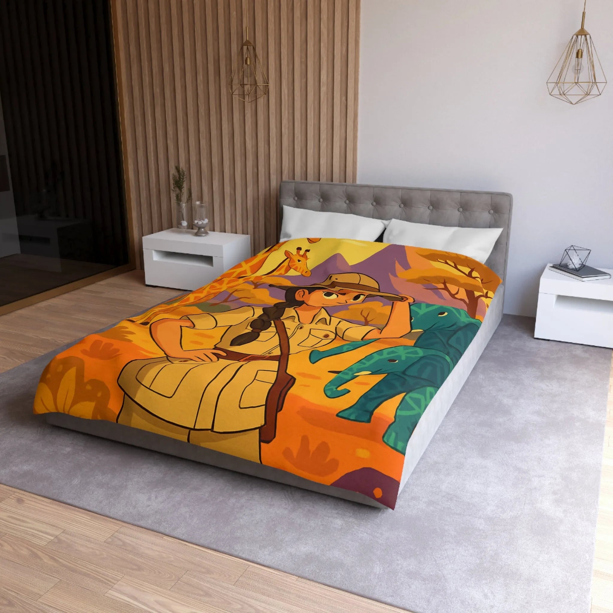 Housse de Couette Microfibre Art Graphique Contemporain Style Décoratif Chambre Tendance