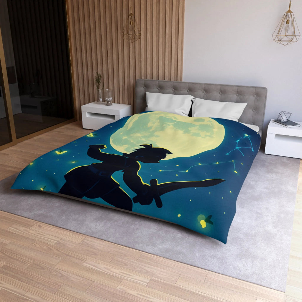 Housse de couette enfant design aventurier nocturne avec lune et constellations magiques
