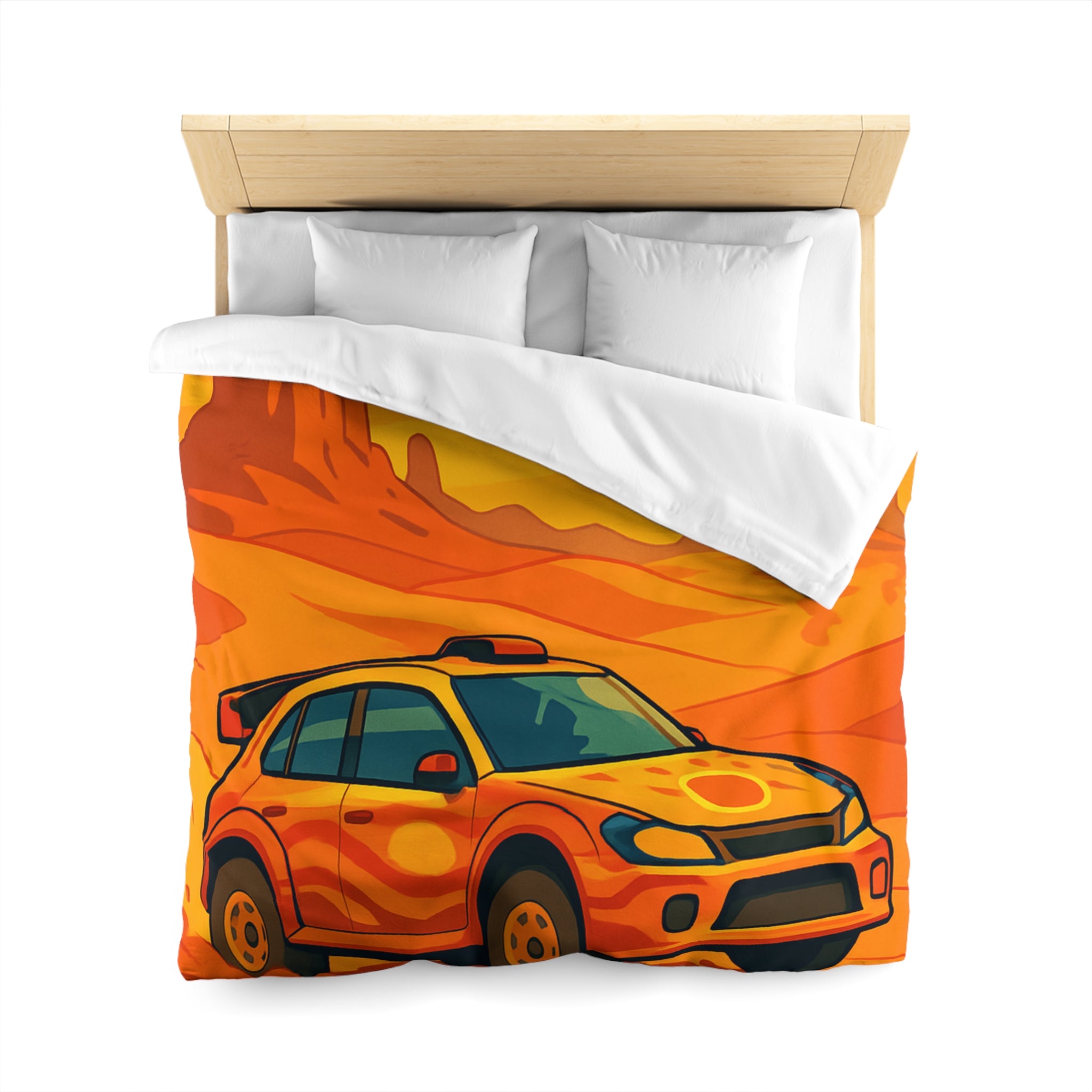 Housse de couette voiture dynamique désert orange ambiance aventure chaleur intense