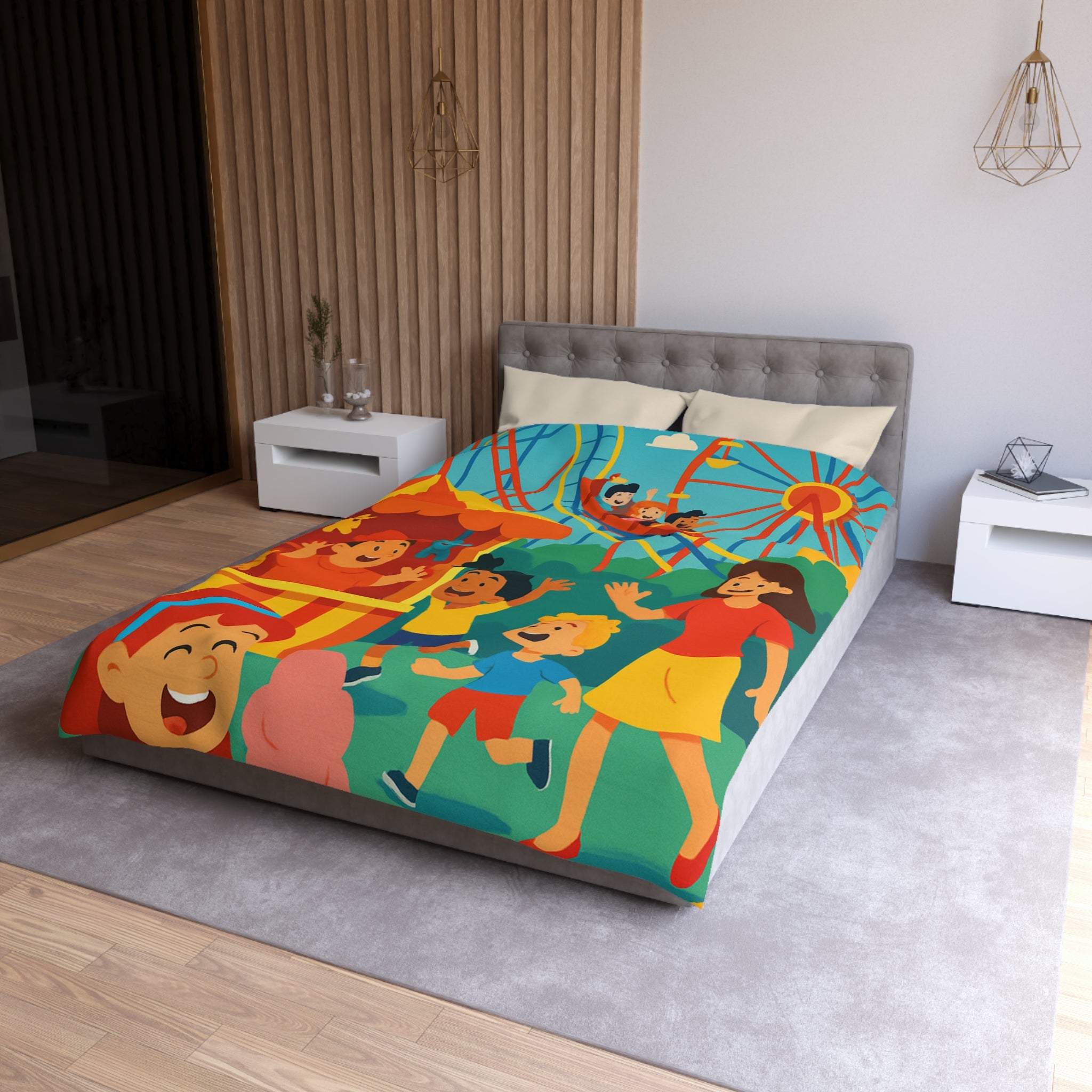 Housse de Couette Microfibre Motif Créatif Original Style Contemporain Chambre Élégante