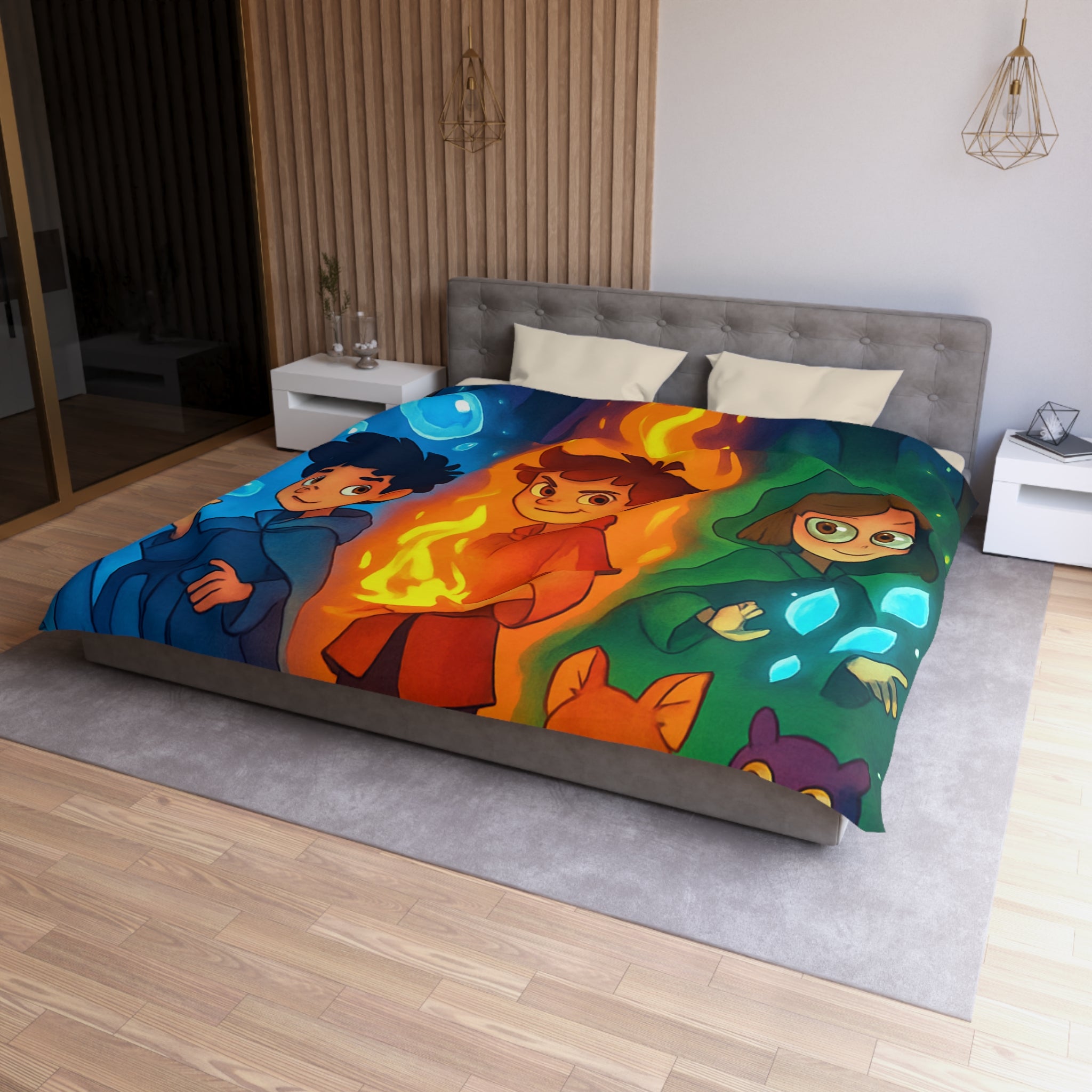 Housse de Couette Microfibre Design Artistique Moderne Décoration Chambre Confort Premium