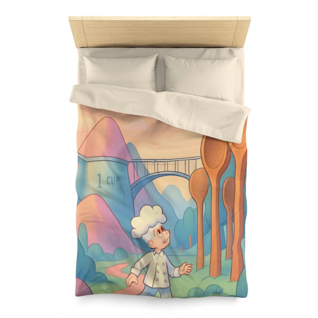 Housse de couette fantaisie chefs rêveurs et paysages de cuisine magiques pour enfants