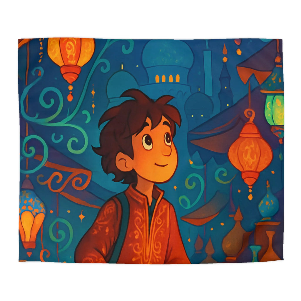 Housse de Couette Enfant : Aventure Nocturne avec Lanternes et Palais Mystiques