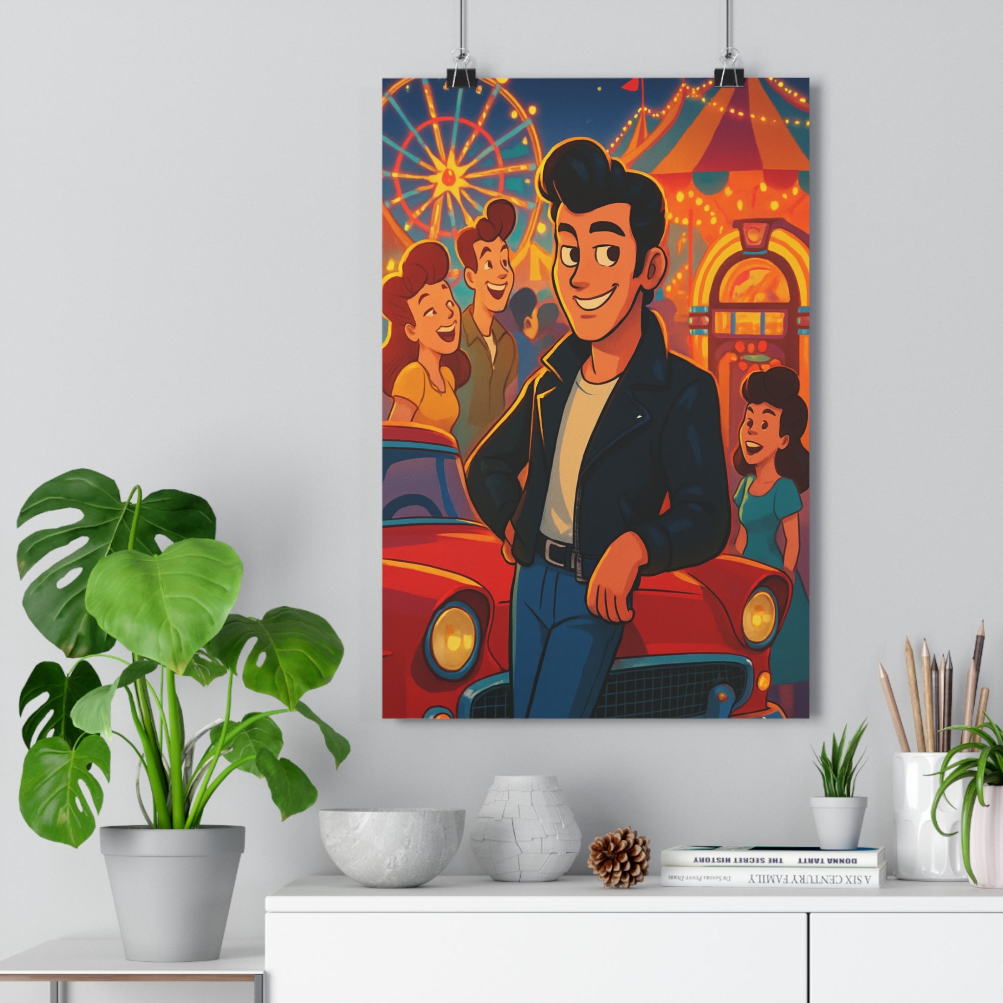 Poster décoratif rétro couleurs vives cartoon nostalgique joyeux chambre salon vintage ambiance dessin animé