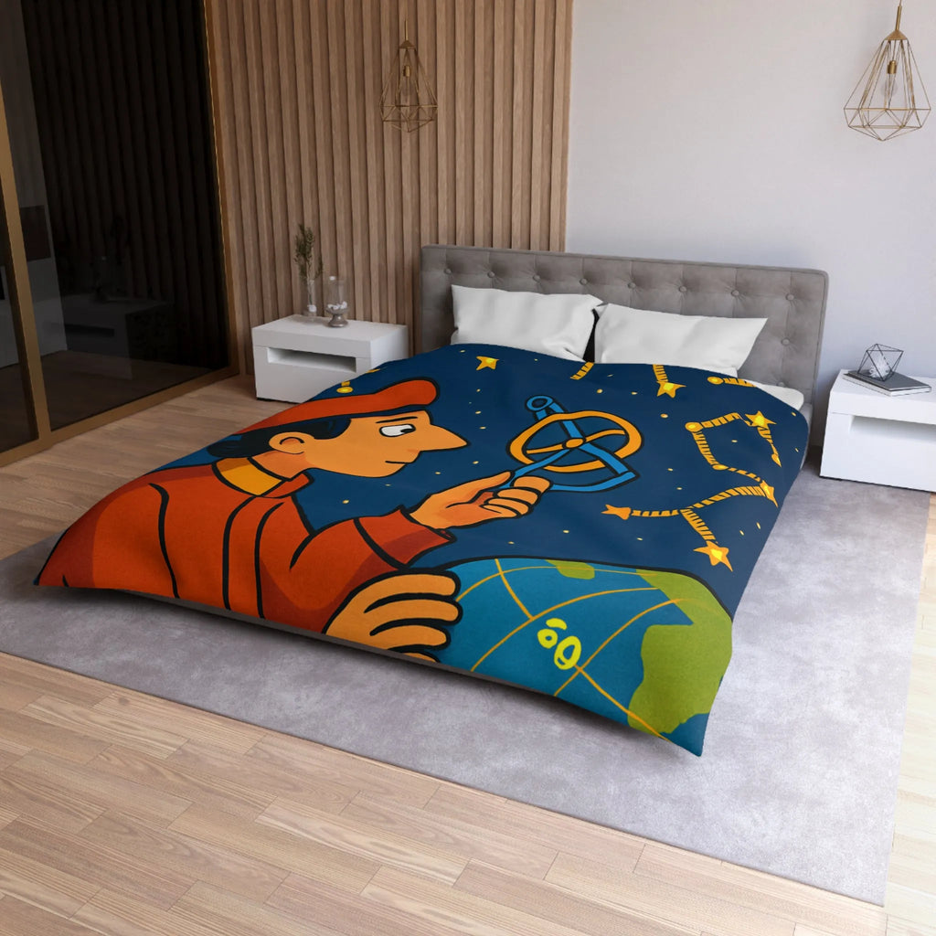 Housse de couette astronomie éducative avec constellations étoilées dans une nuit étoilée