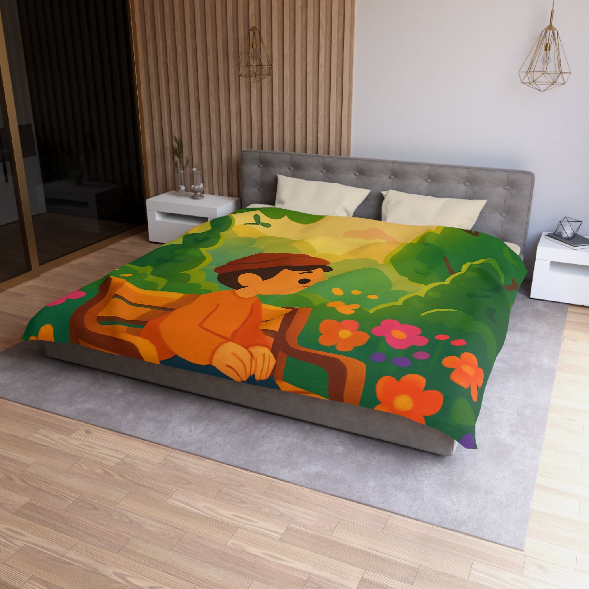 Housse de Couette Microfibre Design Artistique Moderne Décoration Chambre Confort Premium