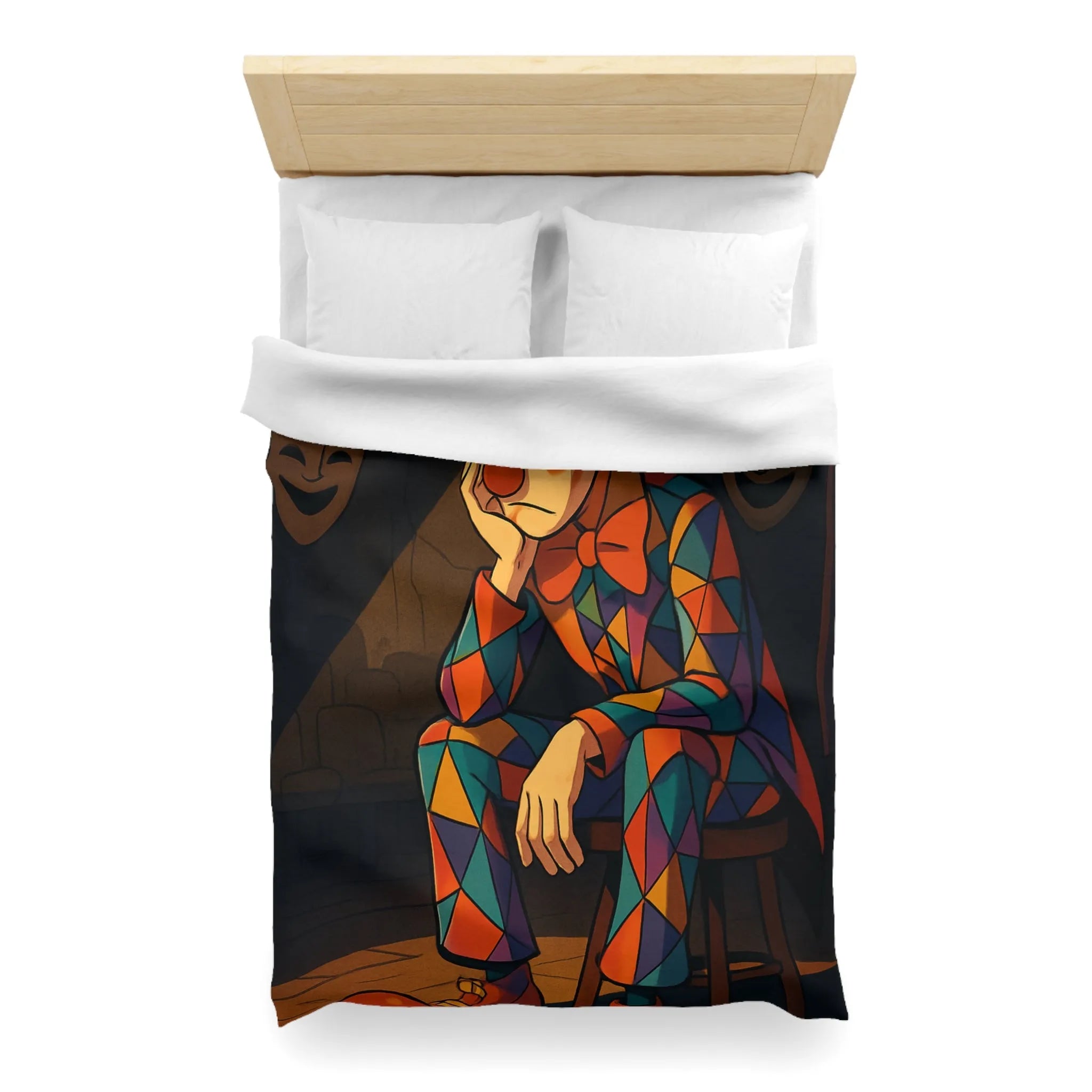 Housse de couette clown triste aux motifs colorés pour chambre unique et artistique