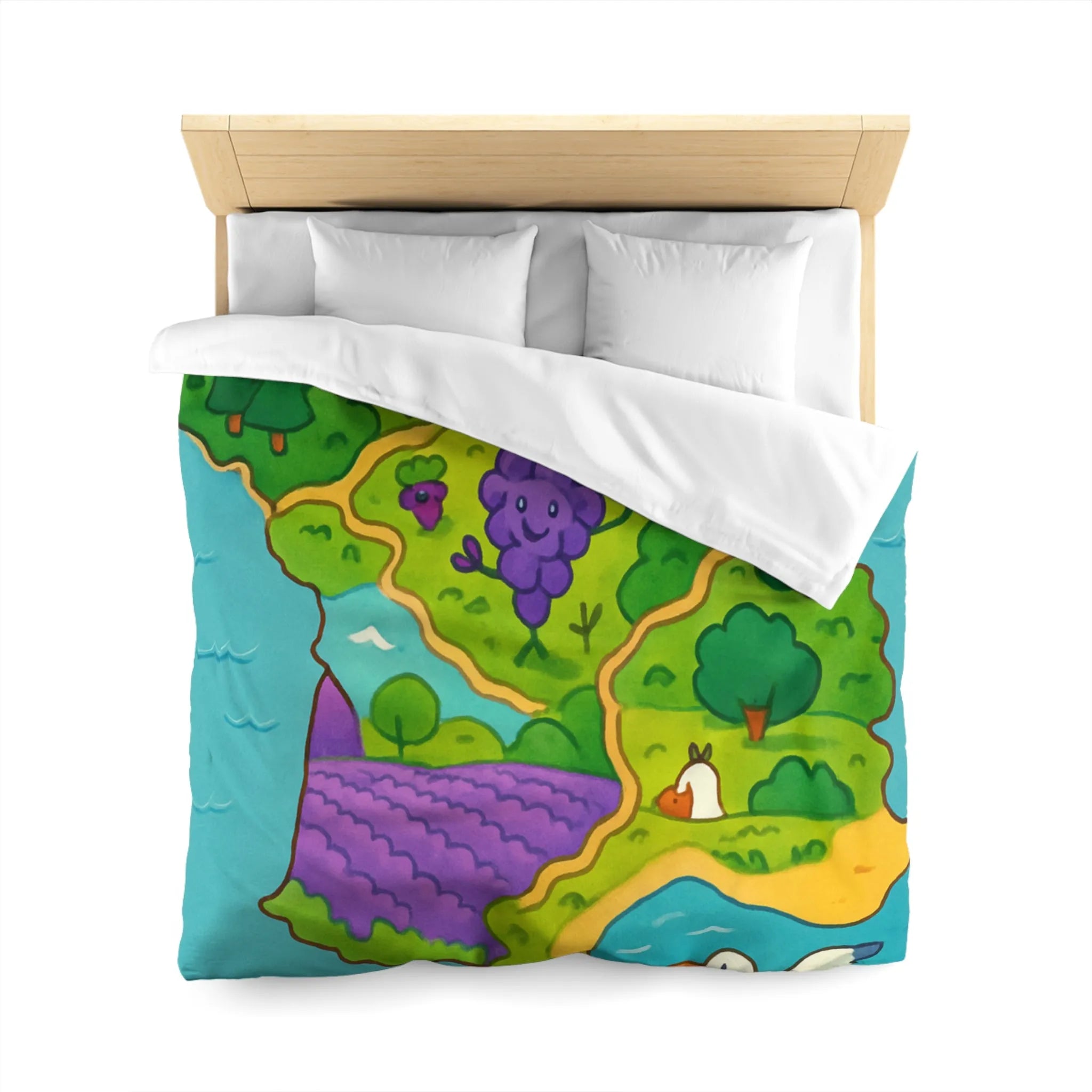 Carte colorée de France illustrée avec paysage ensoleillé et animaux adorables