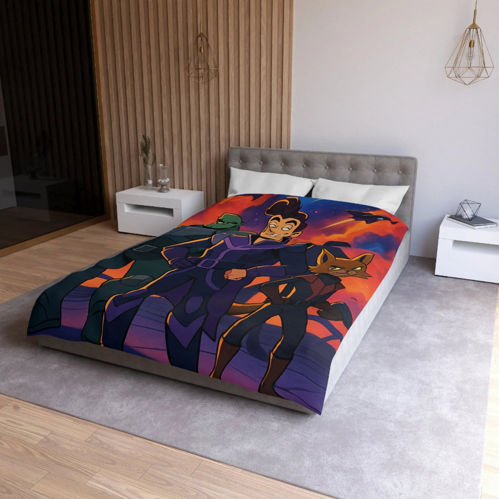 Housse de Couette Microfibre Art Graphique Contemporain Style Décoratif Chambre Tendance