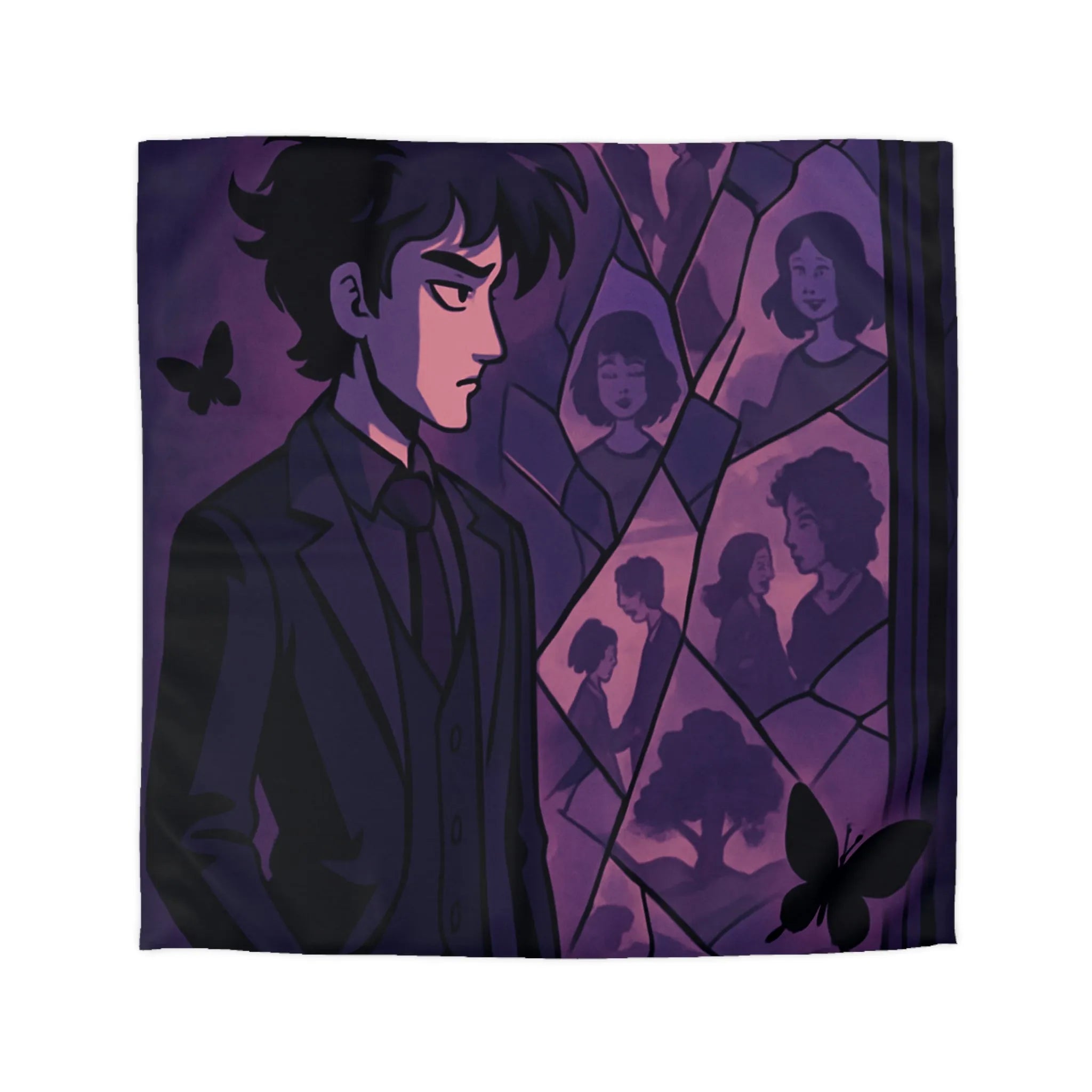 Housse de Couette Microfibre Art Graphique Contemporain Style Décoratif Chambre Tendance