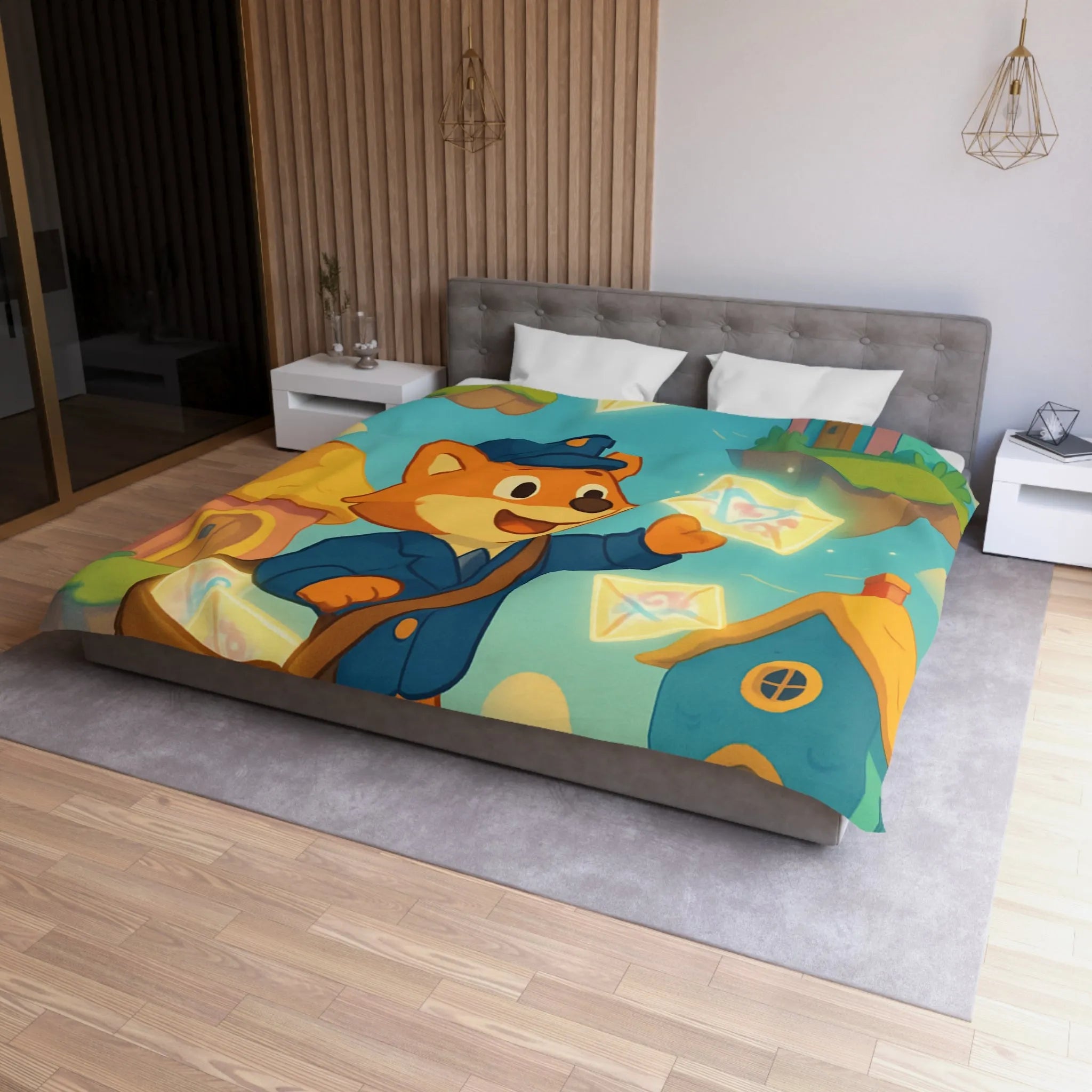 Housse de Couette Microfibre Art Graphique Contemporain Style Décoratif Chambre Tendance