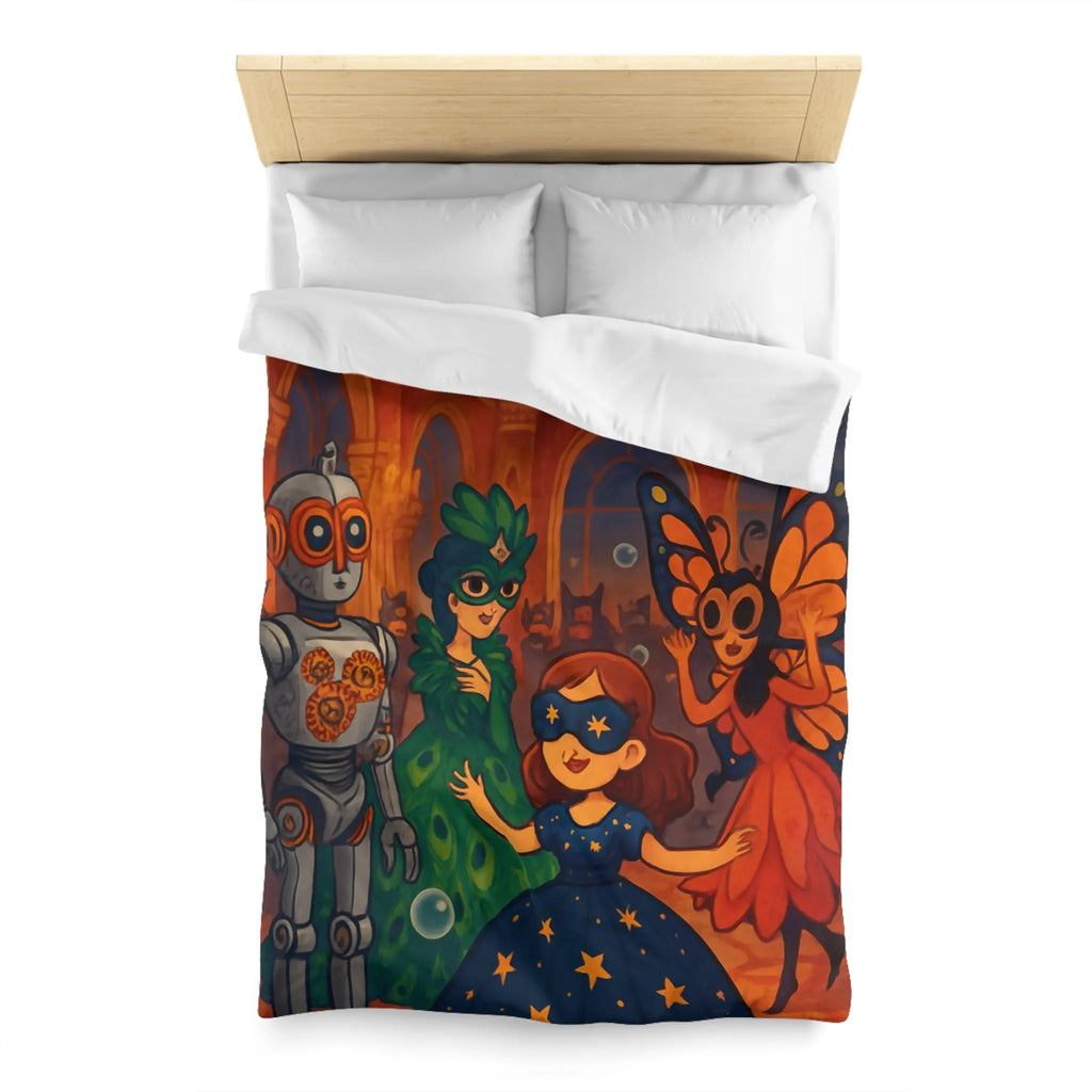 Housse de Couette Enchantée avec Robe de Bal Masquée et Ambiance Féérique Pour Enfants