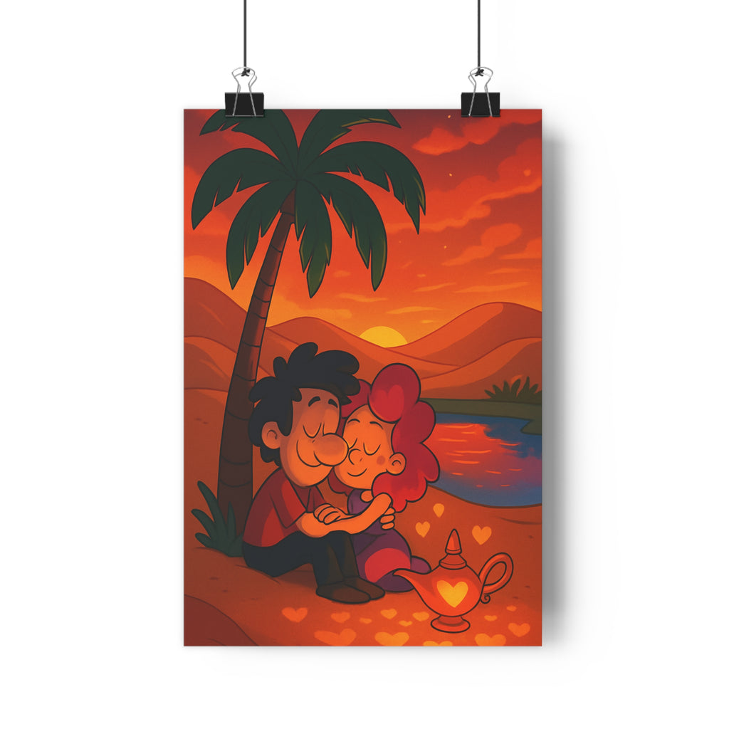 Poster décoratif romantique coucher soleil orange cartoon chambre salon chaleureux lumineux paysage magique qualité