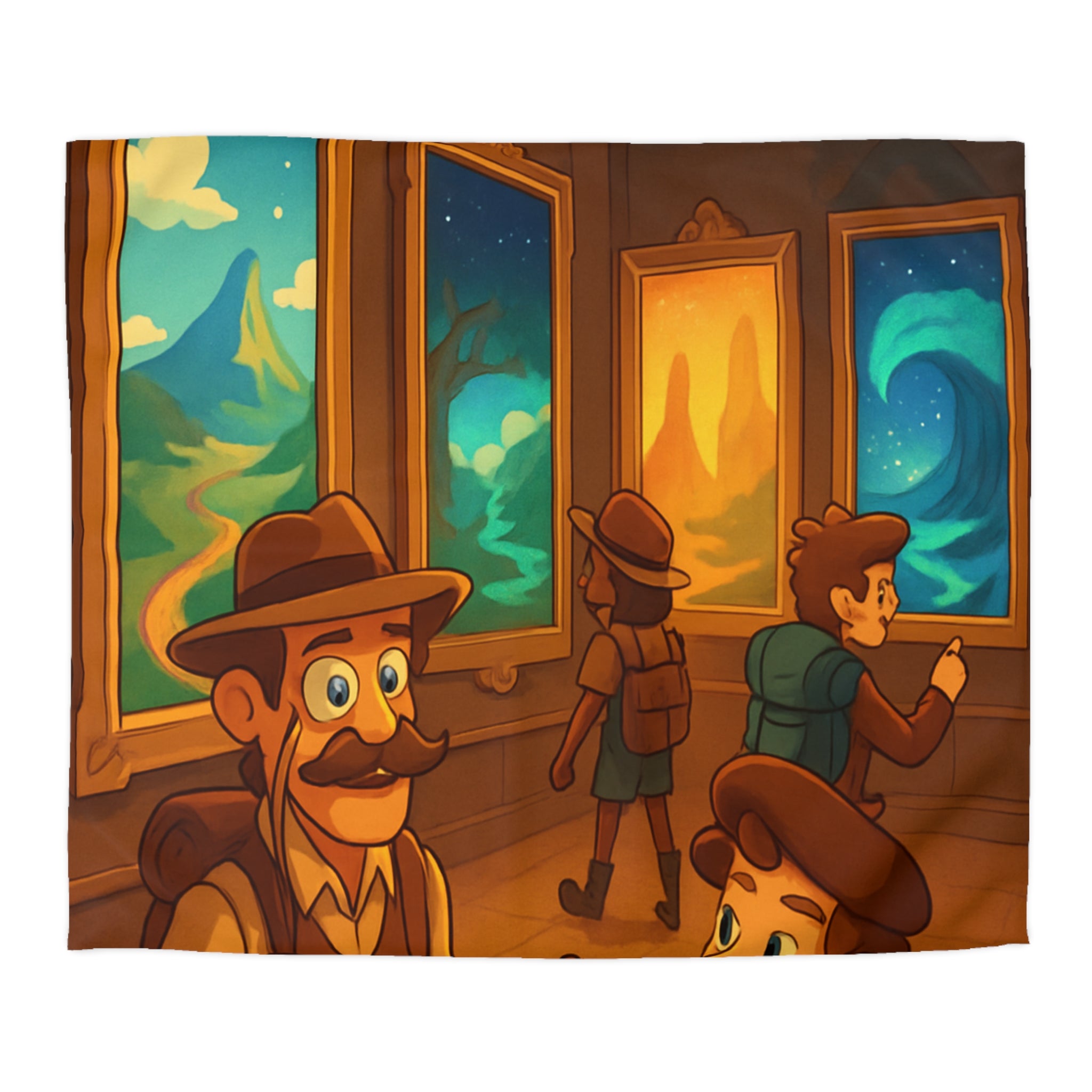 Housse de couette pour enfants avec aventure mystérieuse dans une galerie d'art