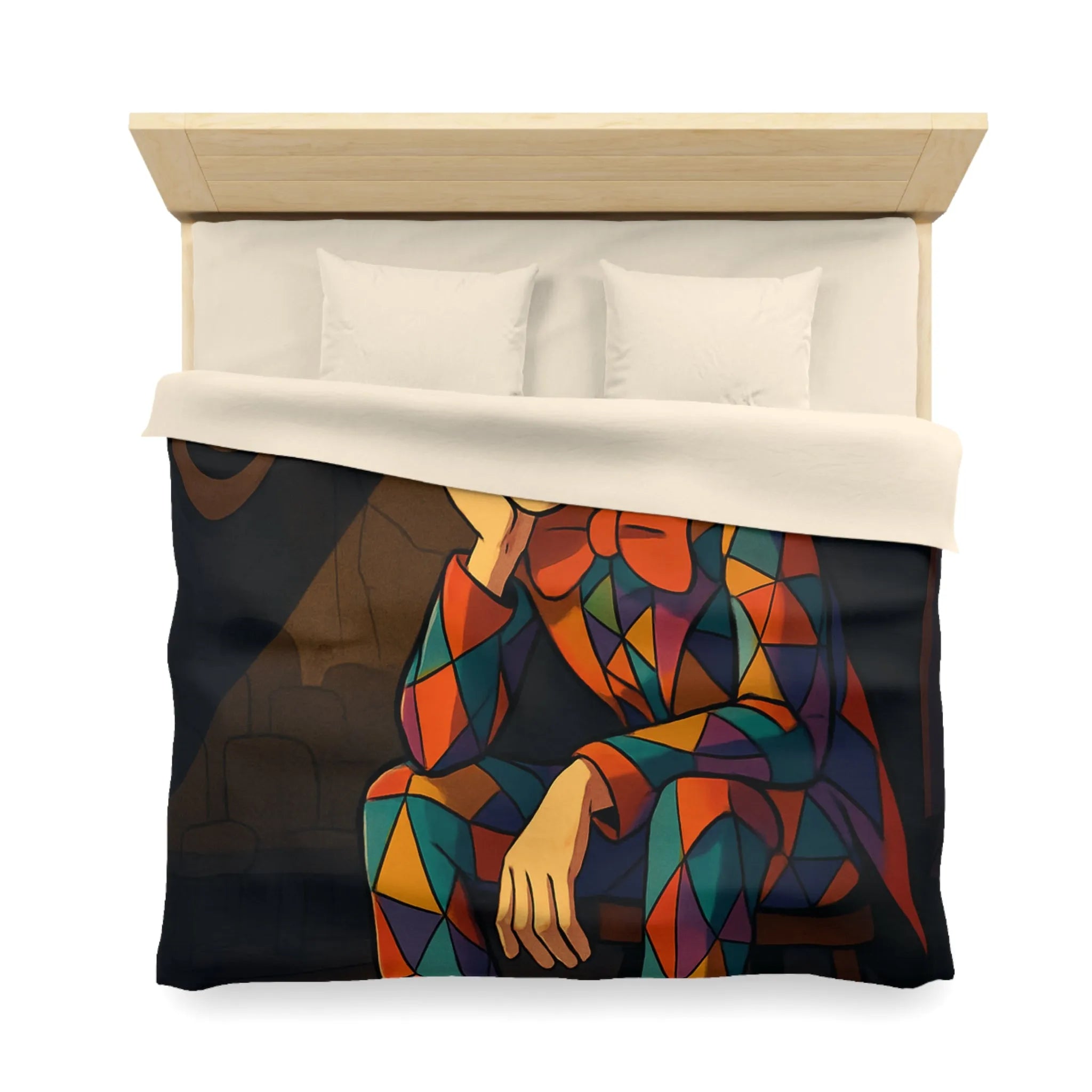 Housse de couette clown triste aux motifs colorés pour chambre unique et artistique