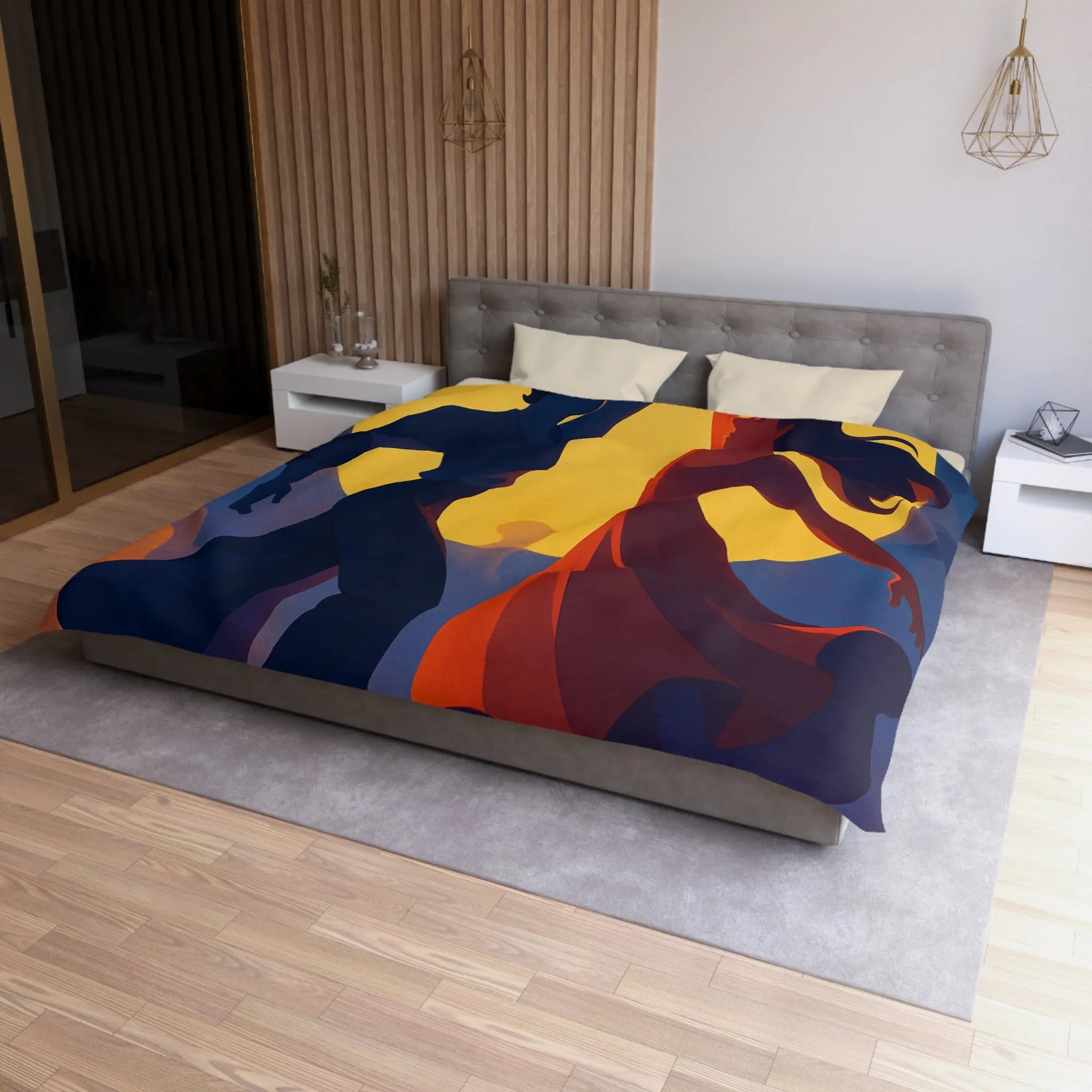 Envoûtante danse romantique sous une pleine lune lumineuse pour votre chambre élégante