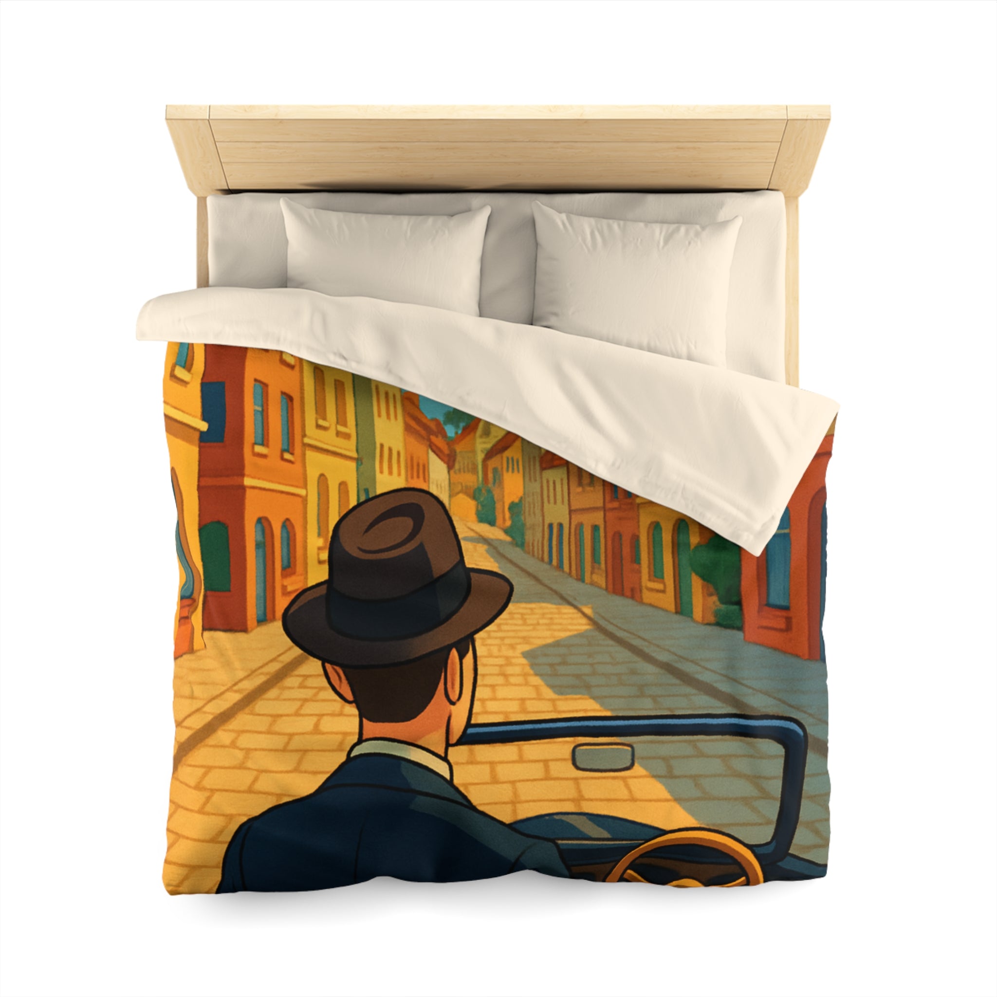 Housse de Couette Microfibre Motif Créatif Original Style Contemporain Chambre Élégante