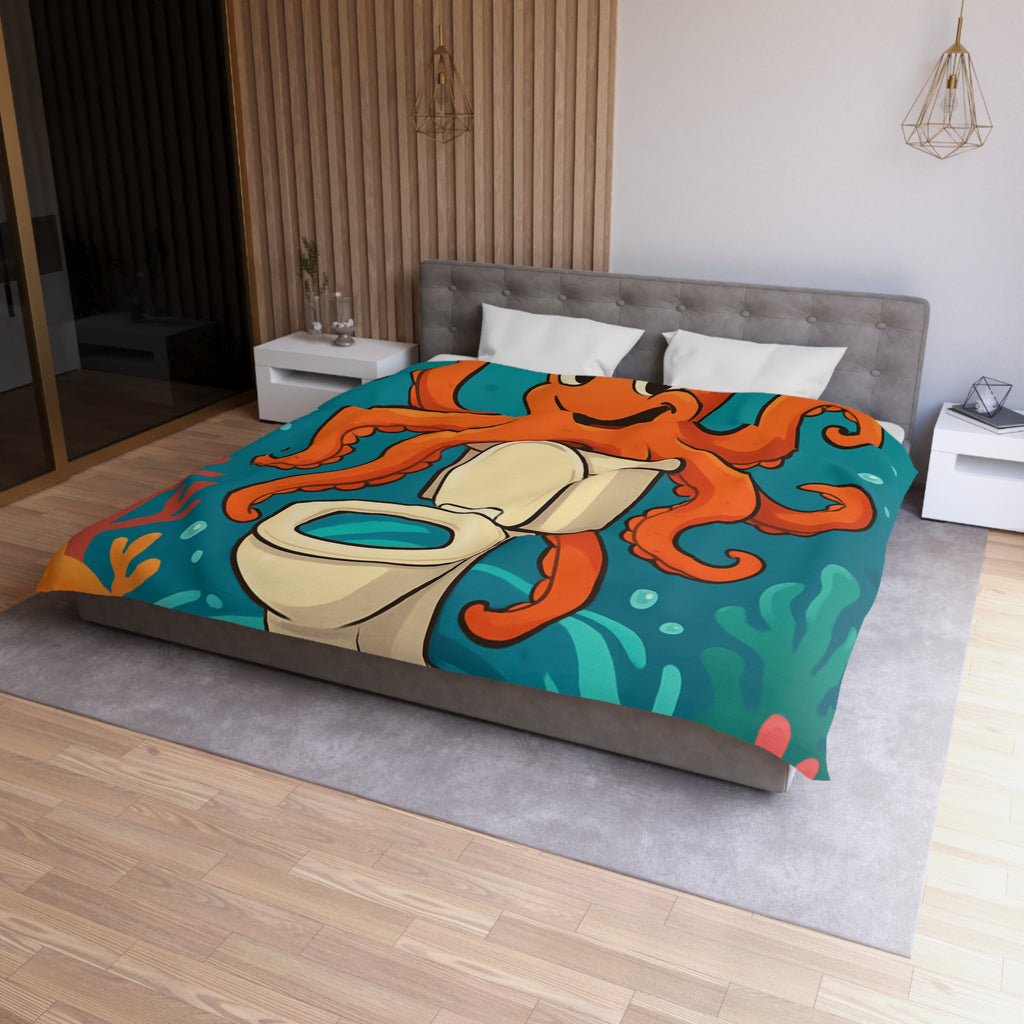 Housse de Couette Thème Marin avec Poulpe Joyeux et WC Tourbillonnant