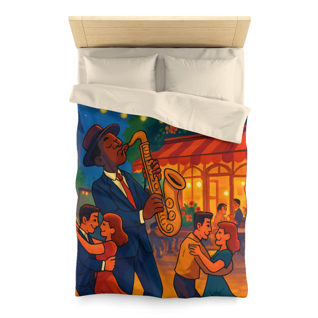 Housse de Couette Romantique Jazz Nuit avec Danseurs et Lumières Ambiance Parisienne