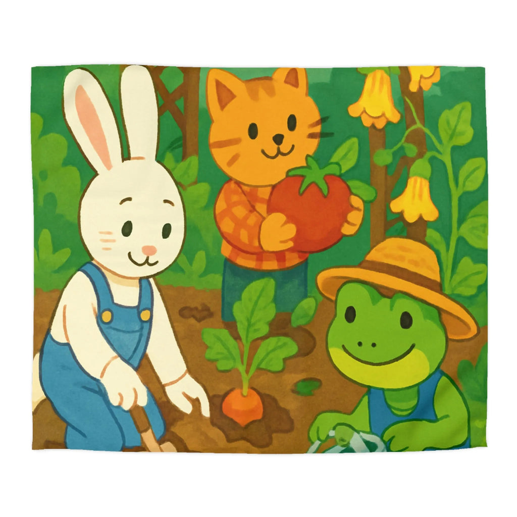 Housse de couette enfant avec animaux adorables jardiniers pour chambre thématique colorée