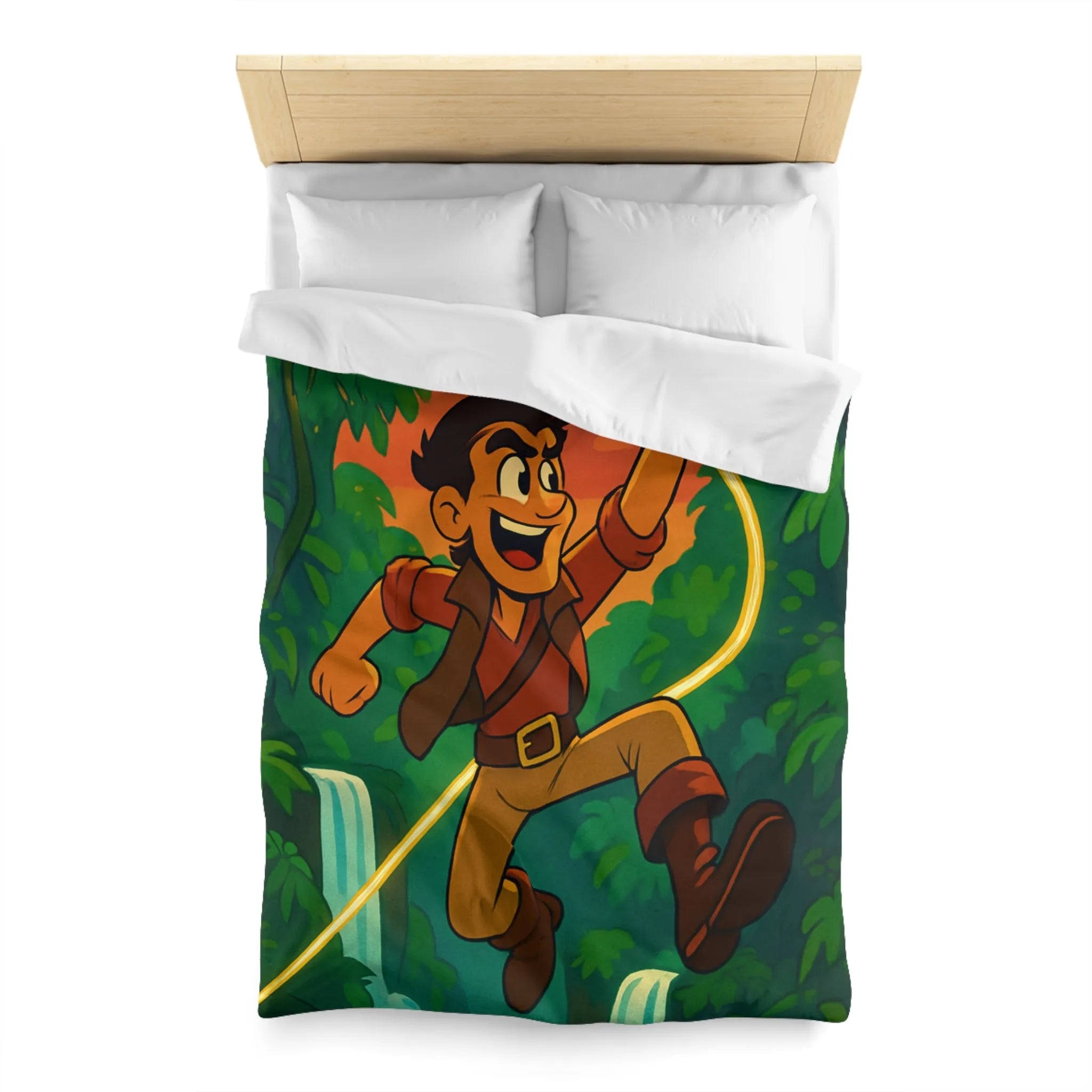 Housse de couette aventure jungle vibrante cascade pour chambre à thème nature