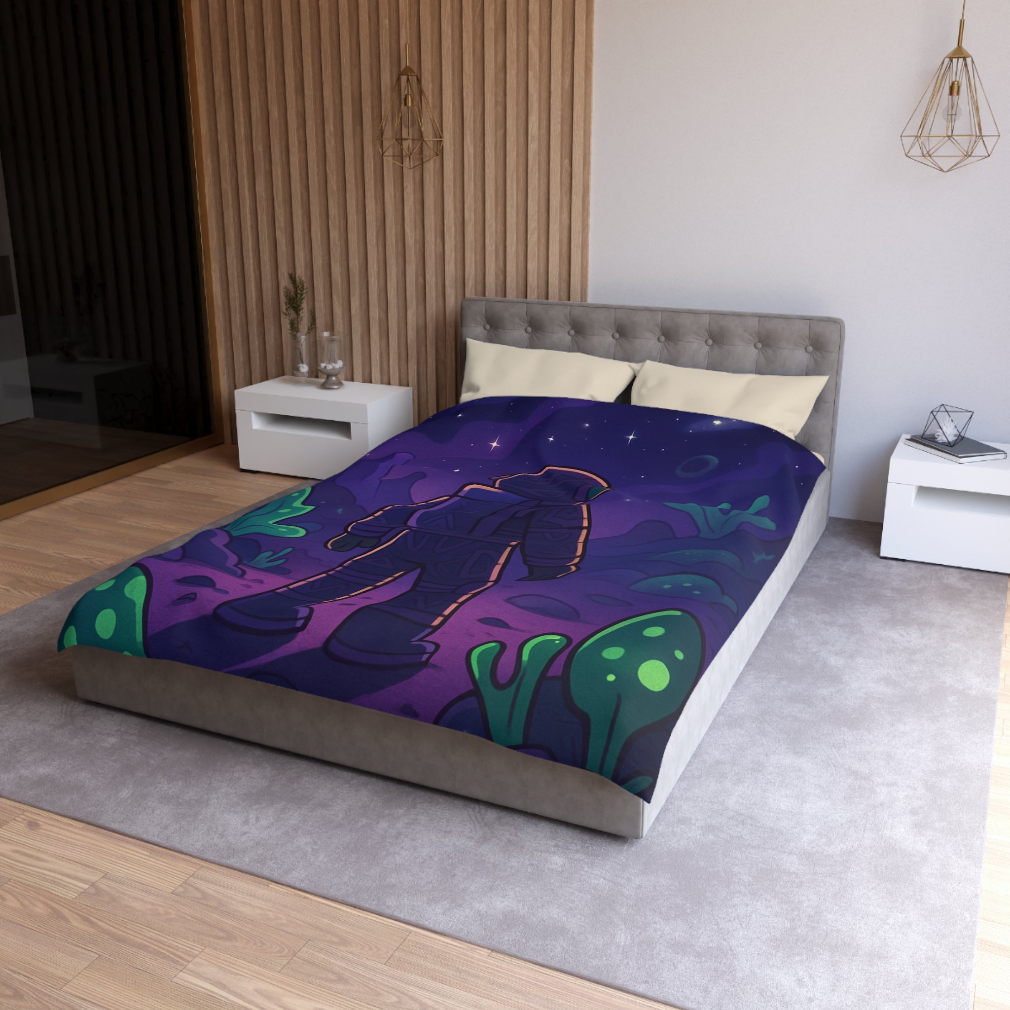 Plongée Onirique dans l'Espace: Astronaute Explorant Paysage Stellaire Céleste et Mystérieux