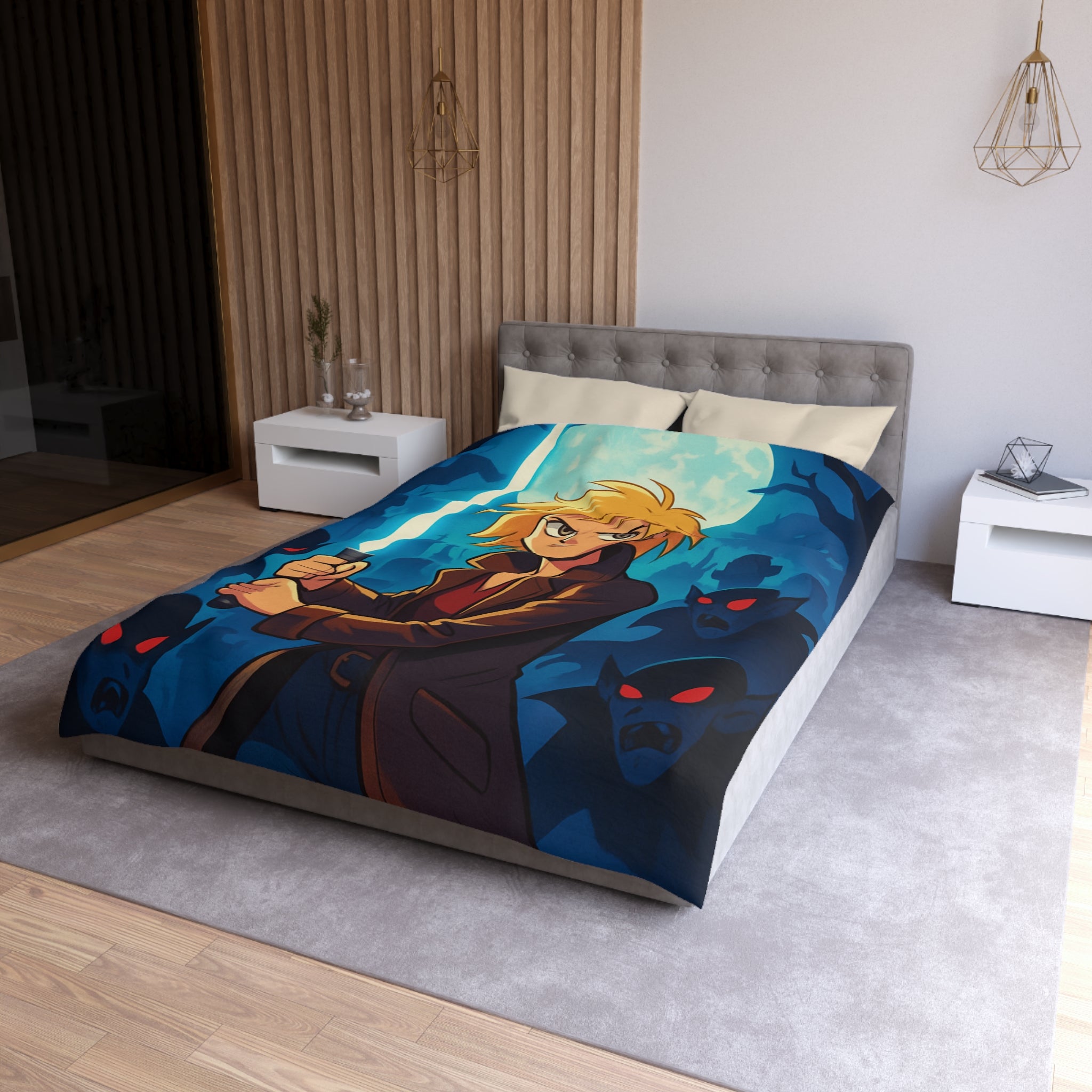 Housse de Couette Microfibre Motif Créatif Original Style Contemporain Chambre Élégante